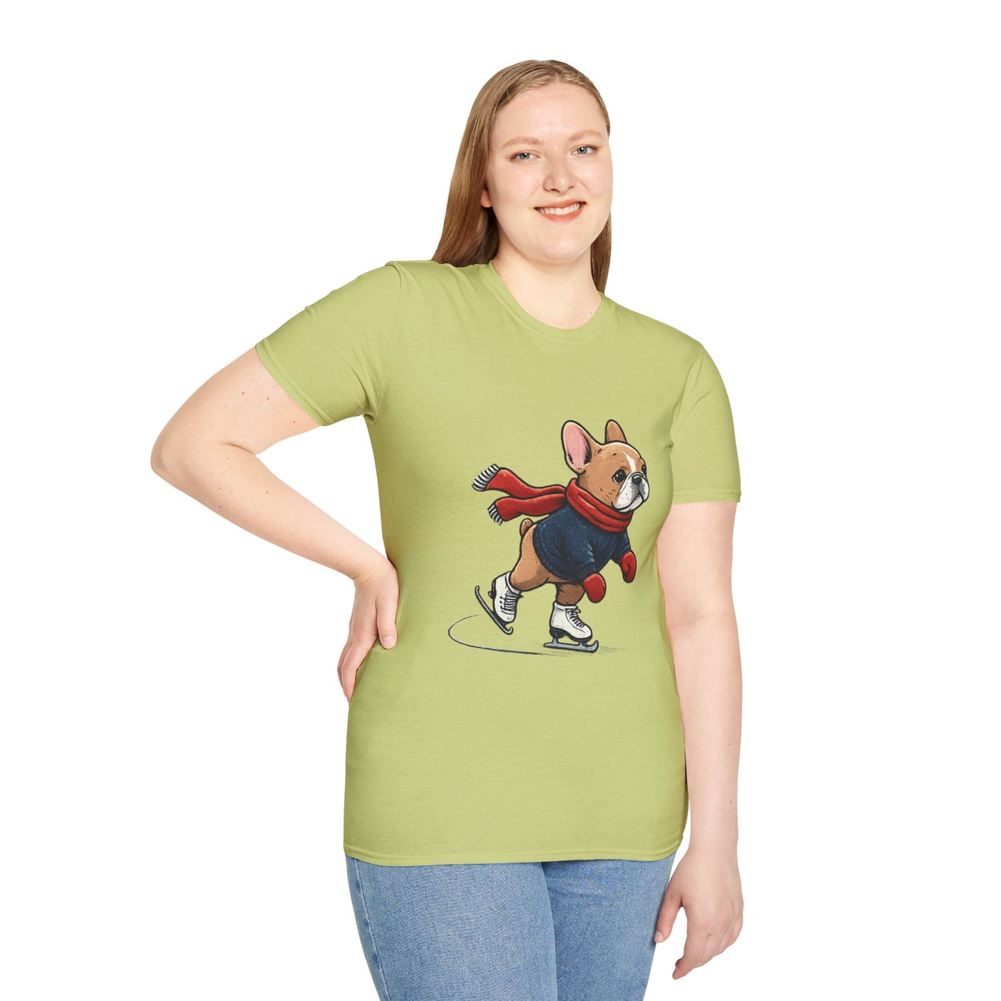 French Bulldog Ice Skating Shirt – Cute Winter Frenchie Tee, Holiday Dog Lover Gift, Skating Frenchie T-Shirt, Cozy Winter Puppy Graphic Tee