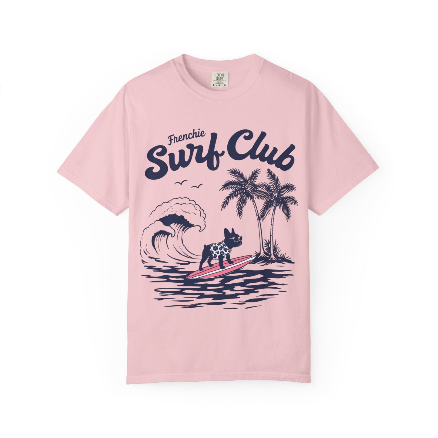 Frenchie Surf Club Shirt, Surfing French Bulldog Tee, Beach Frenchie Shirt, Summer Dog Lover Shirt, Coastal French Bulldog Gift