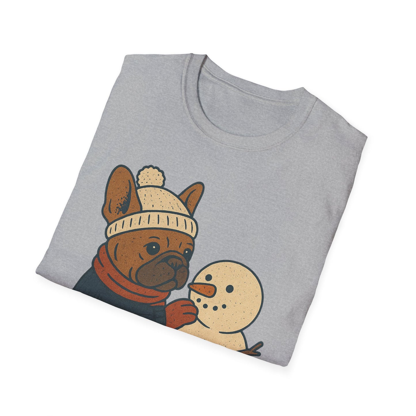 French Bulldog Snowman T-Shirt • Cute Winter Frenchie Tee • Holiday Dog Lover Shirt • Christmas Pup Graphic • Cozy Winter Pet Lover Gift