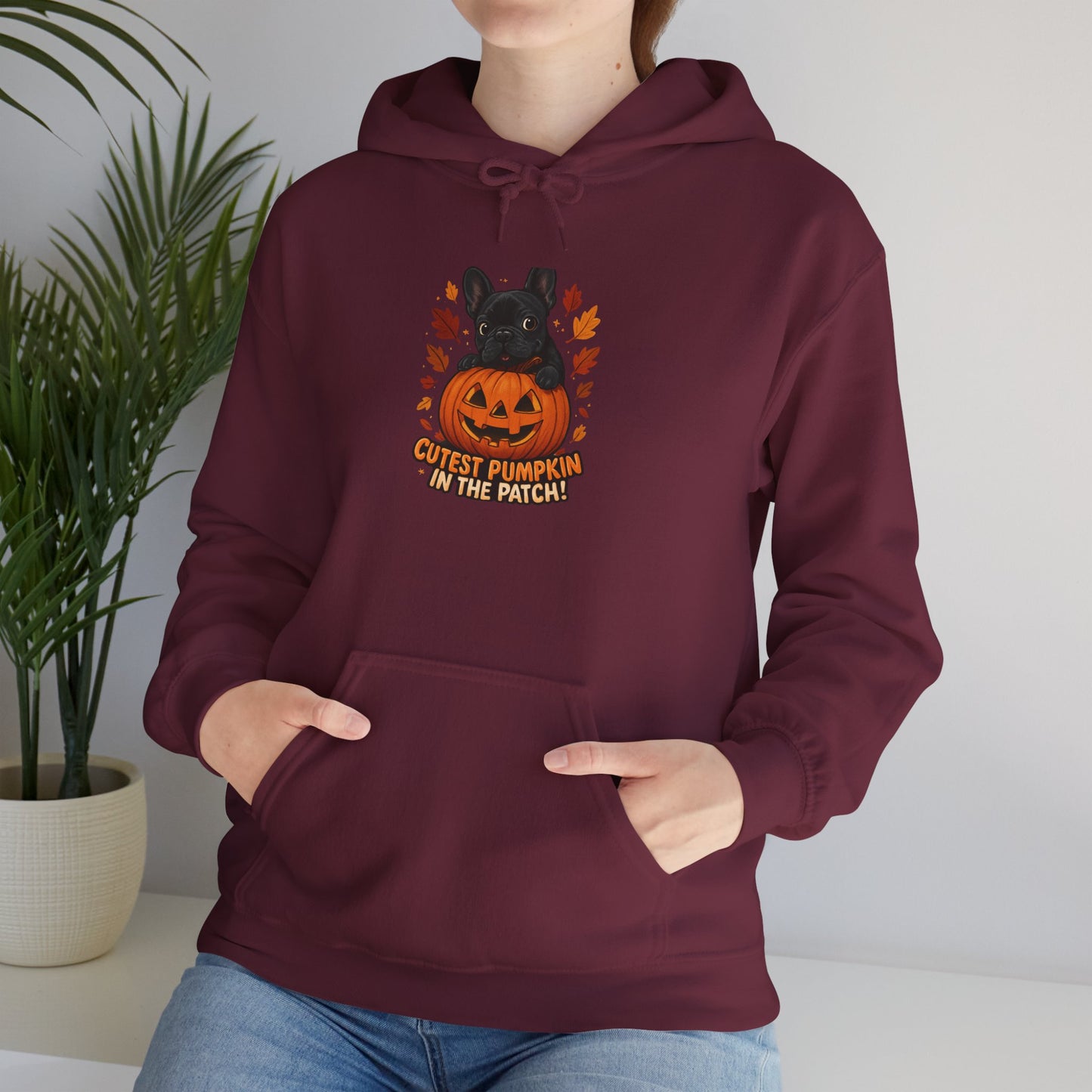 Cutest Pumpkin in the Patch Hoodie | Frenchie Fall Sweatshirt | Halloween Dog Lover Gift | Cozy French Bulldog Pumpkin Patch Hoodie
