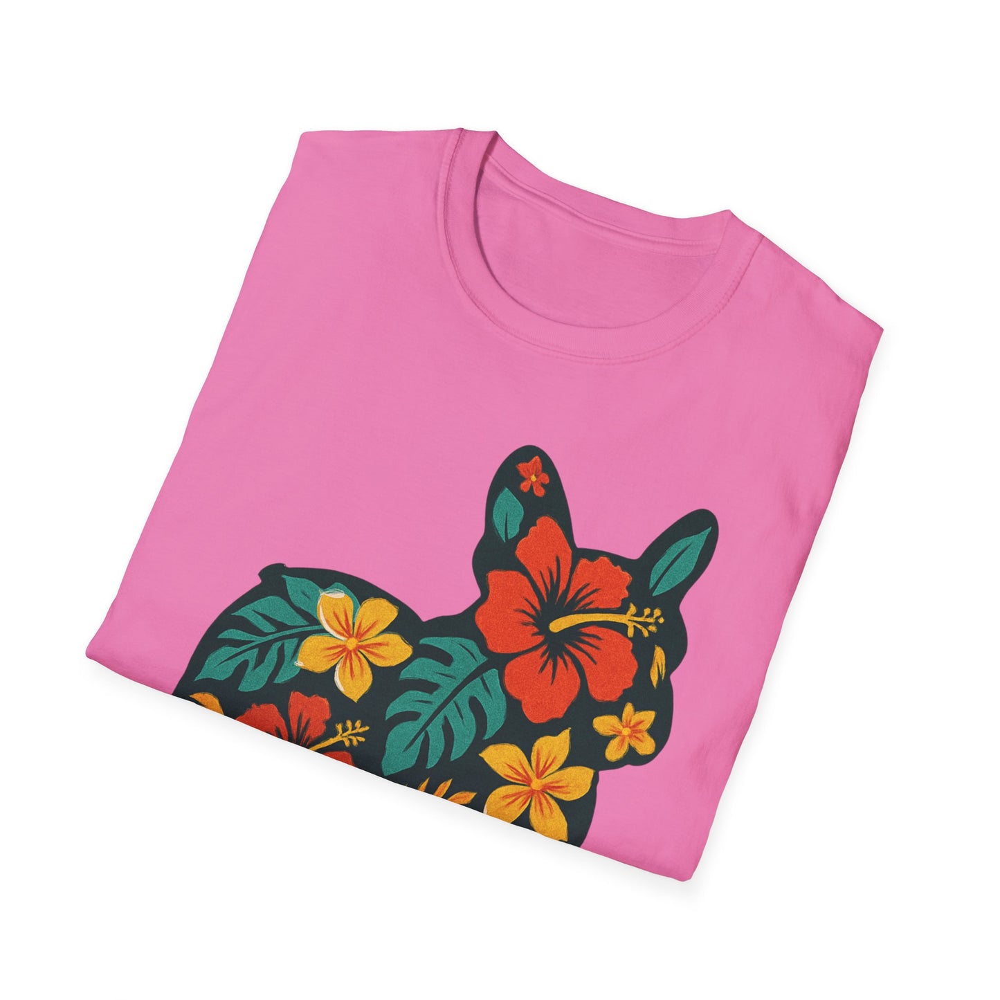 Hawaiian Frenchie Shirt | Floral French Bulldog T-Shirt | Tropical Dog Lover Tee | Cute Summer Frenchie Gift | Hibiscus Dog Silhouette