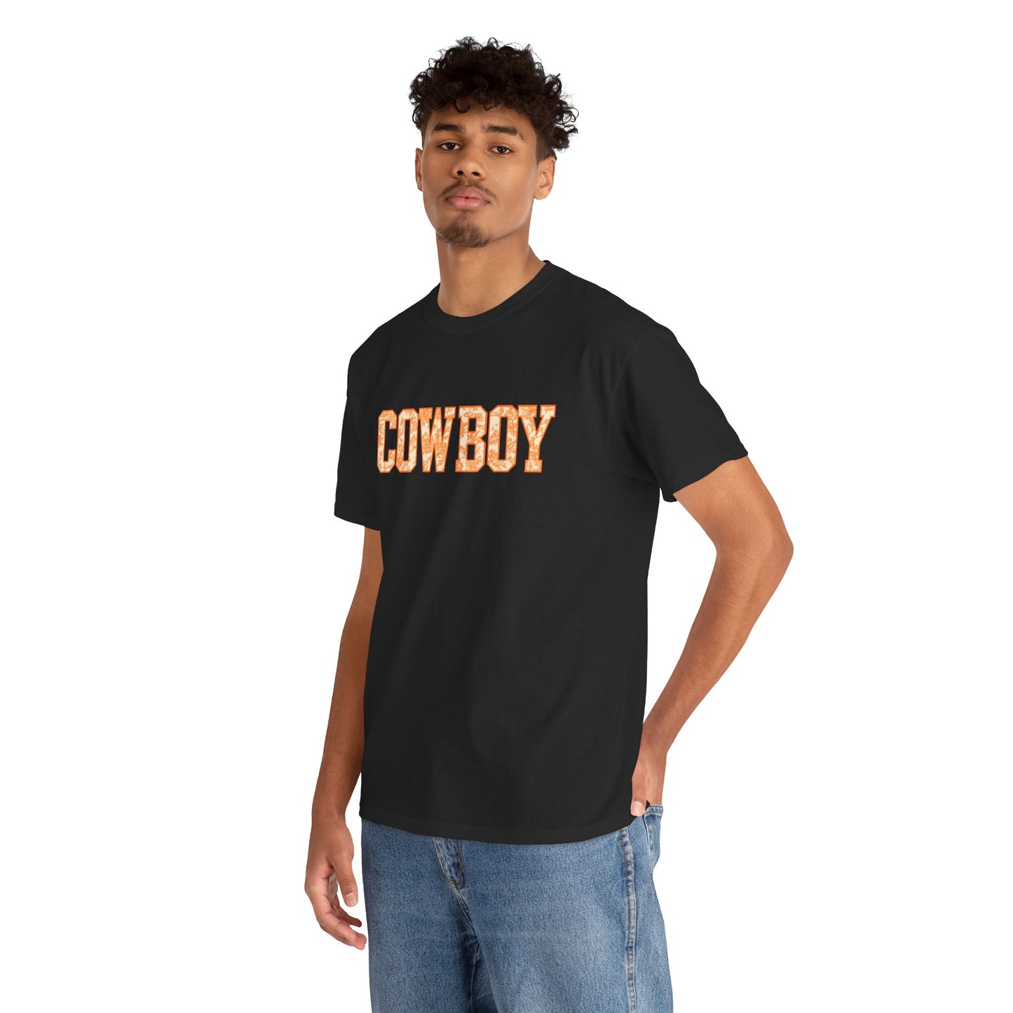 Cowboy Shirt | Western Graphic Tee | Orange Cowboy Typography Shirt | Oklahoma Football Tee | Country Style Cowboy Fan Gift