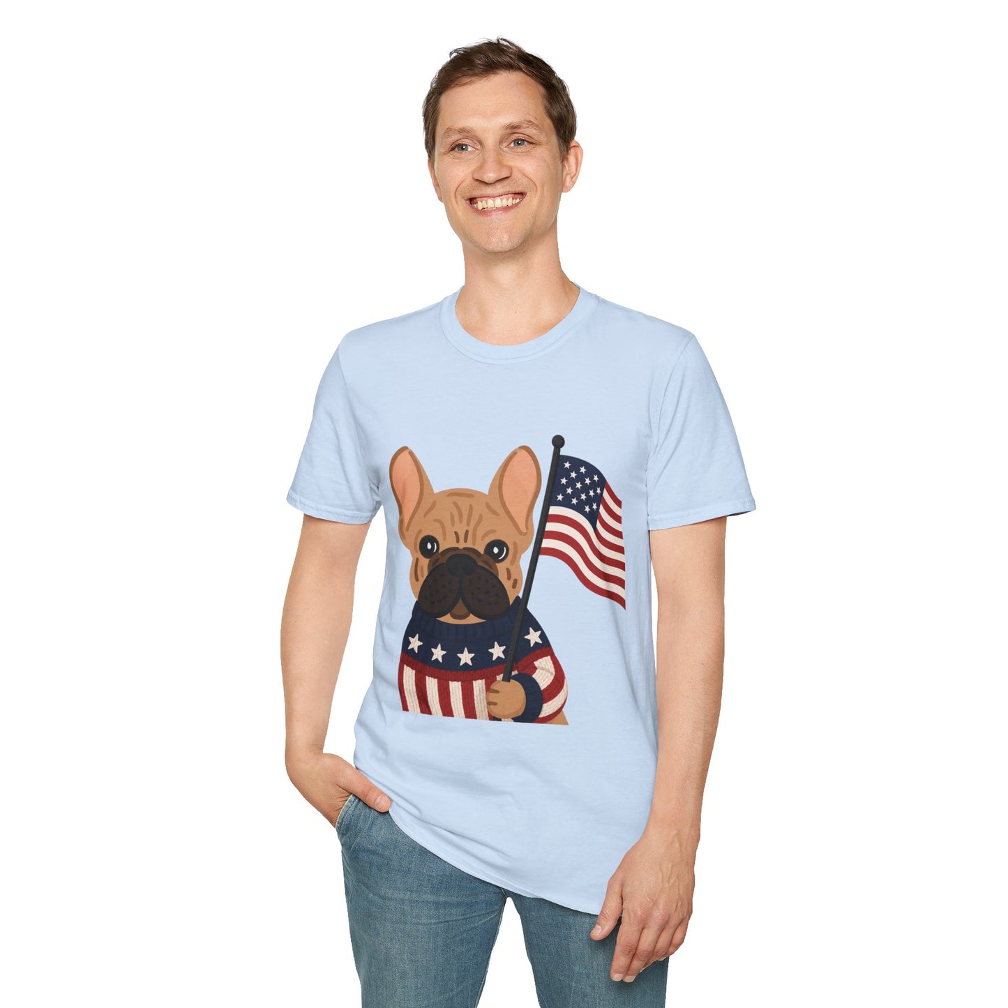 Patriotic French Bulldog Shirt, American Flag Frenchie Tee, 4th of July Dog Shirt, USA French Bulldog Shirt, Independence Day Frenchie, Dog Lover Gift, Patriotic Puppy Tee