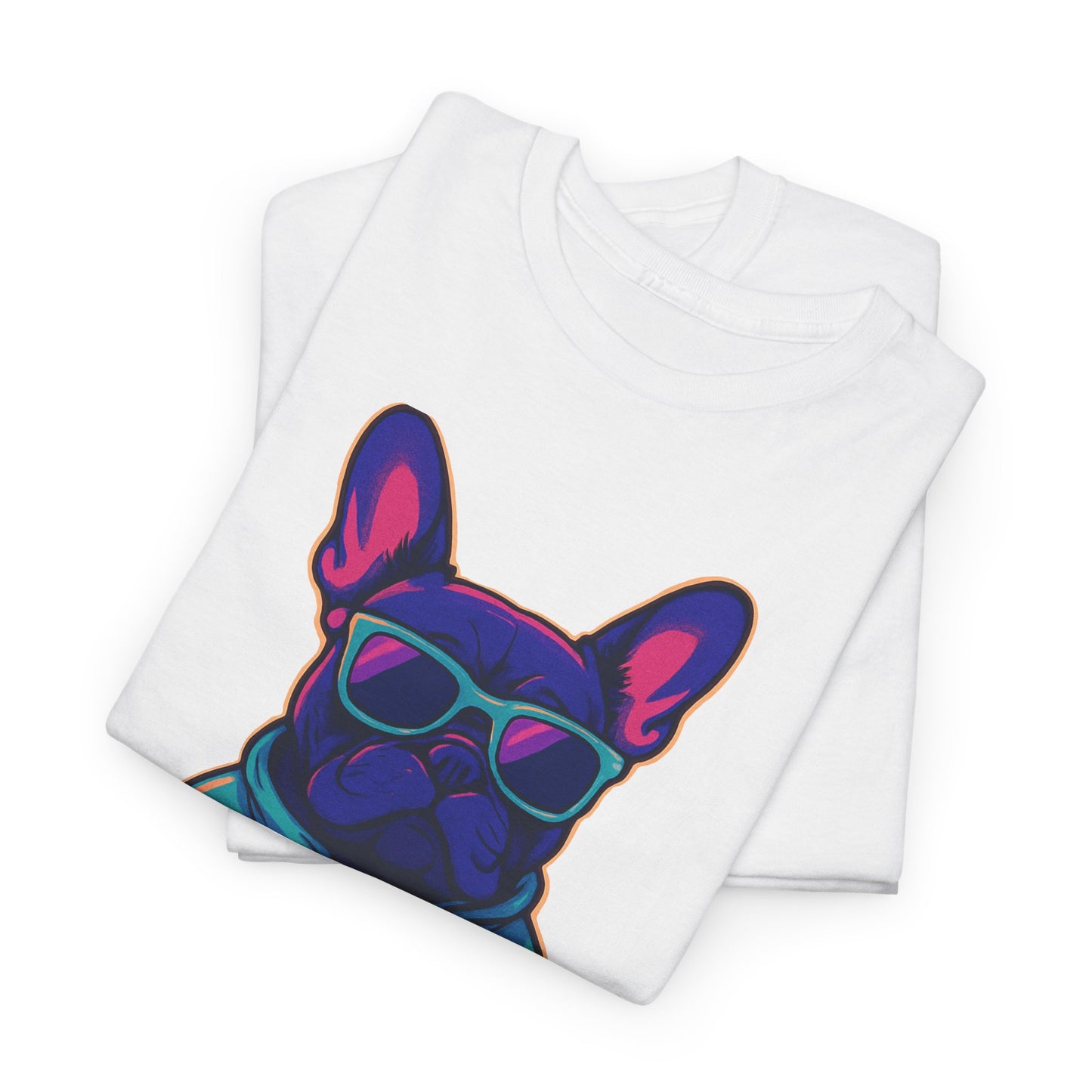 Vaporwave Frenchie T-Shirt | Retro Neon Dog Graphic | 80s Style French Bulldog Tee | Colorful Streetwear Gift for Dog Lovers | Cool Pet Apparel