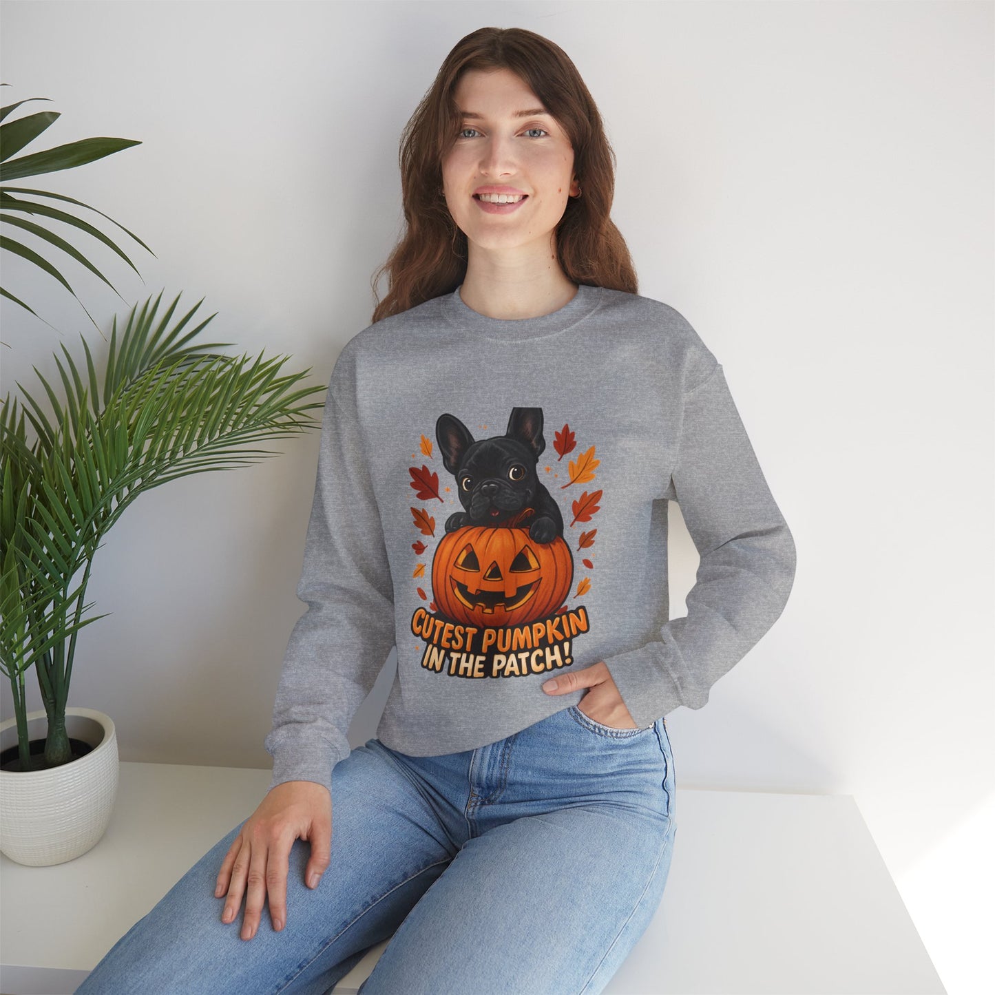 Cutest Pumpkin in the Patch Sweatshirt | Frenchie Fall Crewneck | Halloween Dog Lover Gift | Cozy French Bulldog Pumpkin Patch Pullover