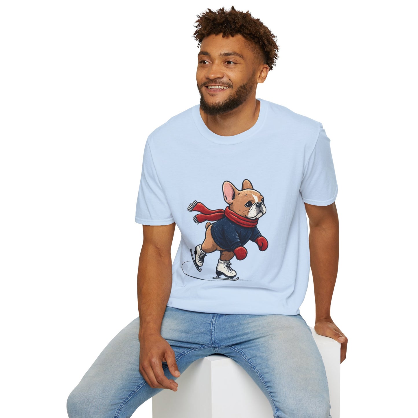 French Bulldog Ice Skating Shirt – Cute Winter Frenchie Tee, Holiday Dog Lover Gift, Skating Frenchie T-Shirt, Cozy Winter Puppy Graphic Tee