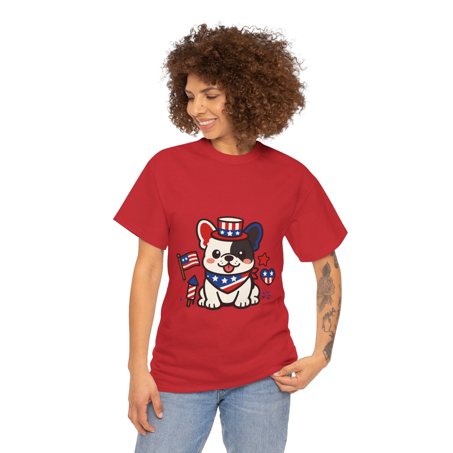 Cute Patriotic French Bulldog Shirt, Kawaii frenchie Fourth of July Tee, American Flag Puppy Shirt, USA Dog Lover Gift, Patriotic Frenchie