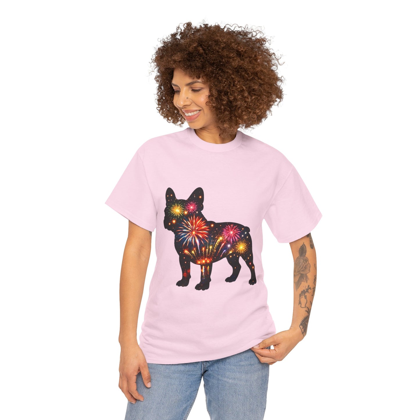 Patriotic French Bulldog Shirt, Fireworks Frenchie Tee, Fourth of July Dog Lover Shirt, Independence Day French Bulldog Gift, USA Dog Tee