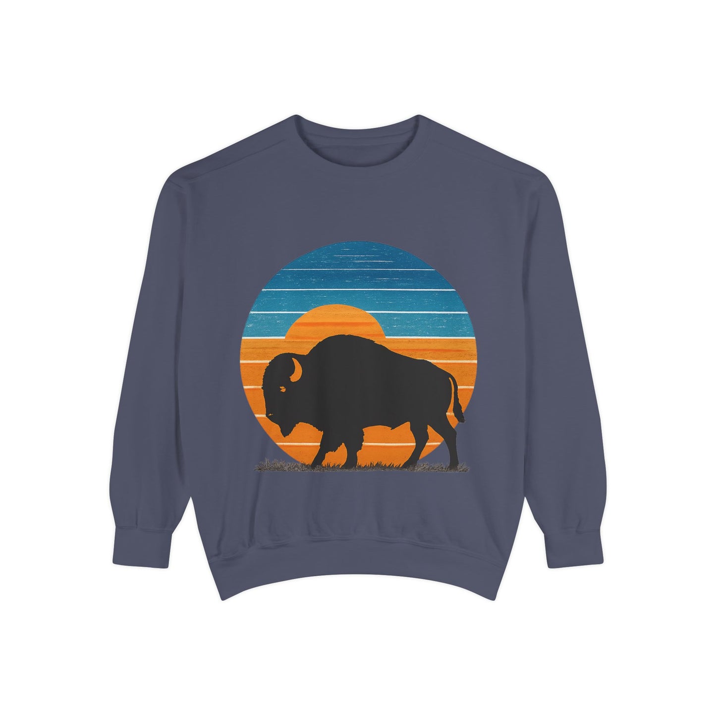 Oklahoma City Basketball Sweatshirt | Sunset Bison Pullover | Retro OKC Game Day Crewneck | Blue & Orange Thunder Inspired Sweater