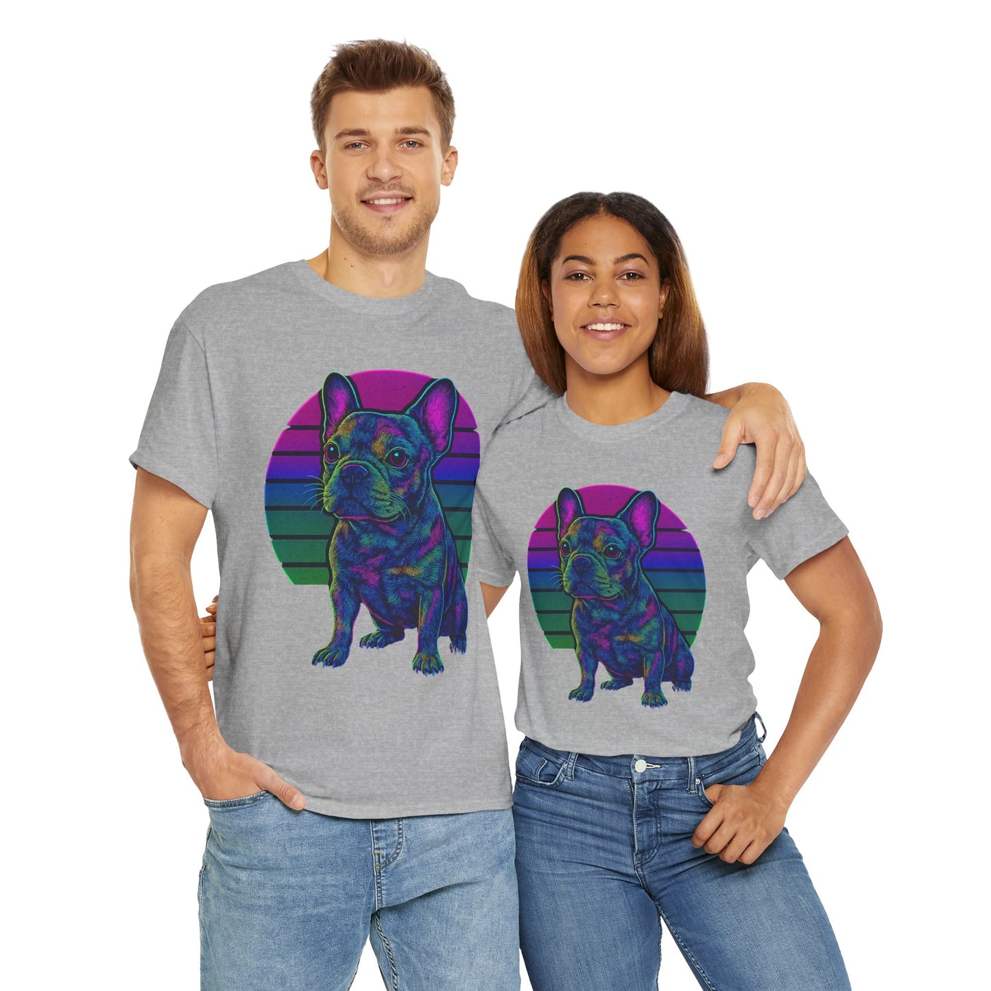 Neon French Bulldog T-Shirt | Retro 80s Frenchie Tee | Colorful Dog Lover Shirt | Electric Frenchie Gift for Men & Women
