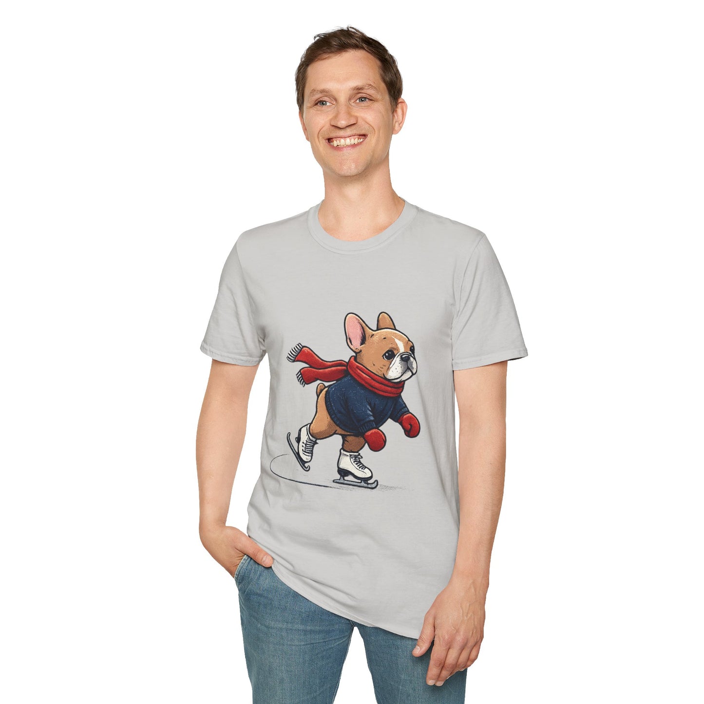French Bulldog Ice Skating Shirt – Cute Winter Frenchie Tee, Holiday Dog Lover Gift, Skating Frenchie T-Shirt, Cozy Winter Puppy Graphic Tee