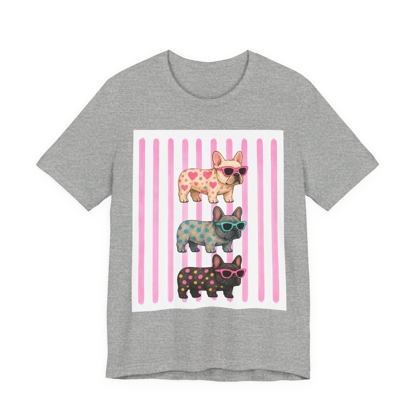 Cute French Bulldog Shirt, Pink Frenchie Sunglasses Tee, Colorful Frenchie Graphic Shirt, Dog Mom Gift, French Bulldog Lover T-Shirt
