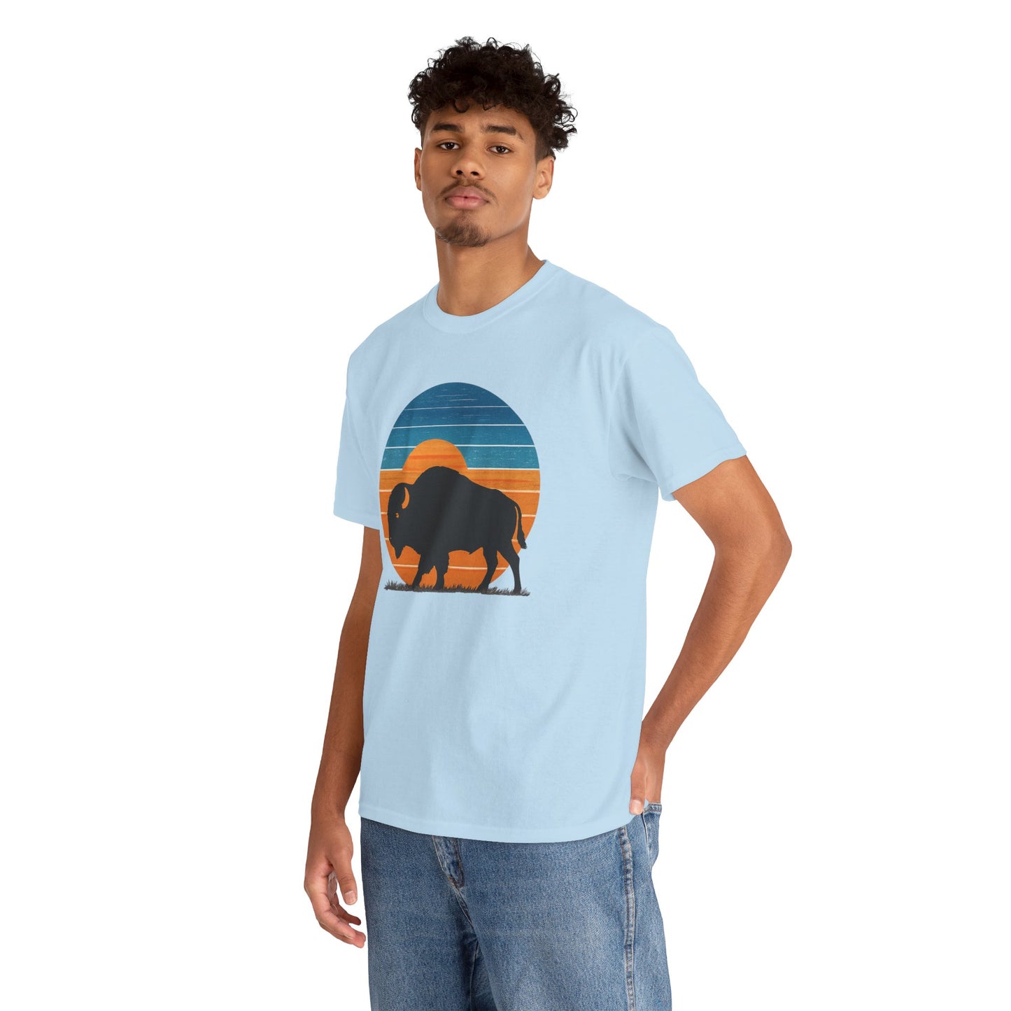 Oklahoma Bison Sunset Shirt | Retro Buffalo Tee | OKC Basketball Colors T-Shirt