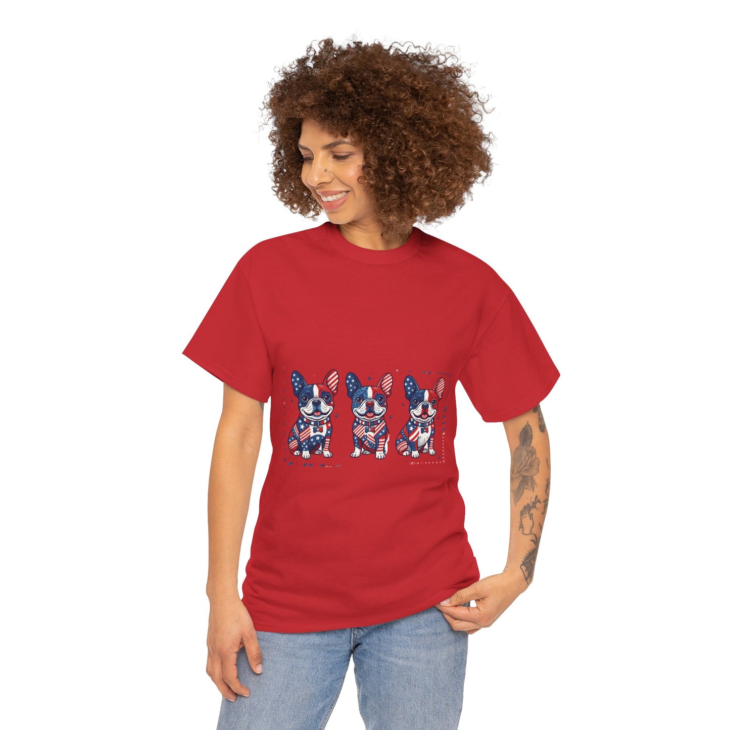 Patriotic French Bulldog Shirt, American Flag Frenchie Trio Tee, Fourth of July Dog Lover Shirt, USA French Bulldog Gift, Frenchie Mom Shirt
