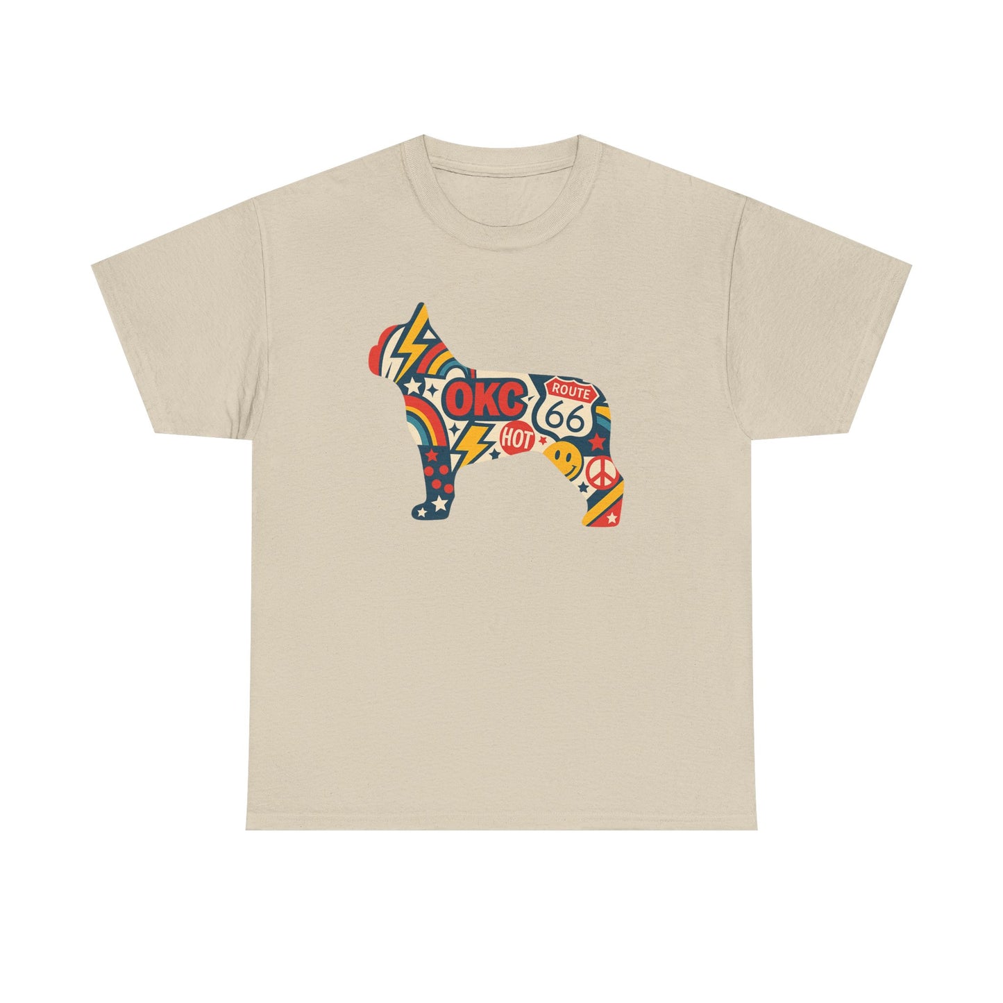 Oklahoma Route 66 French Bulldog T-Shirt | Retro OKC Frenchie Tee | Vintage Route 66 Dog Lover Shirt | Oklahoma Pride Gift for Frenchie Fans