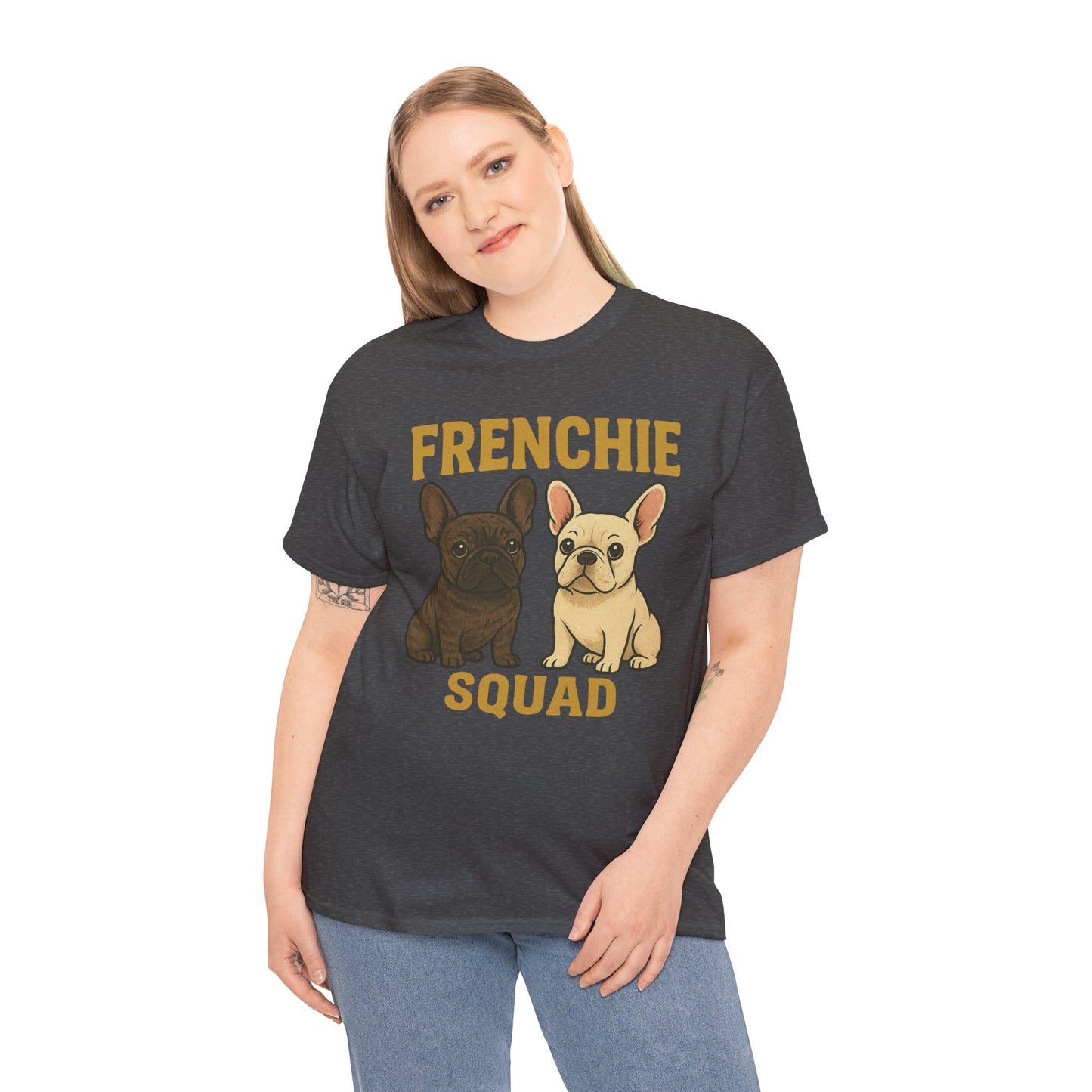 Frenchie Squad T-Shirt | Matching French Bulldog Lover Tee | Retro Dog Mom & Dad Shirt | Cute Frenchie Crew Top | Brindle & Cream Bulldog Graphic