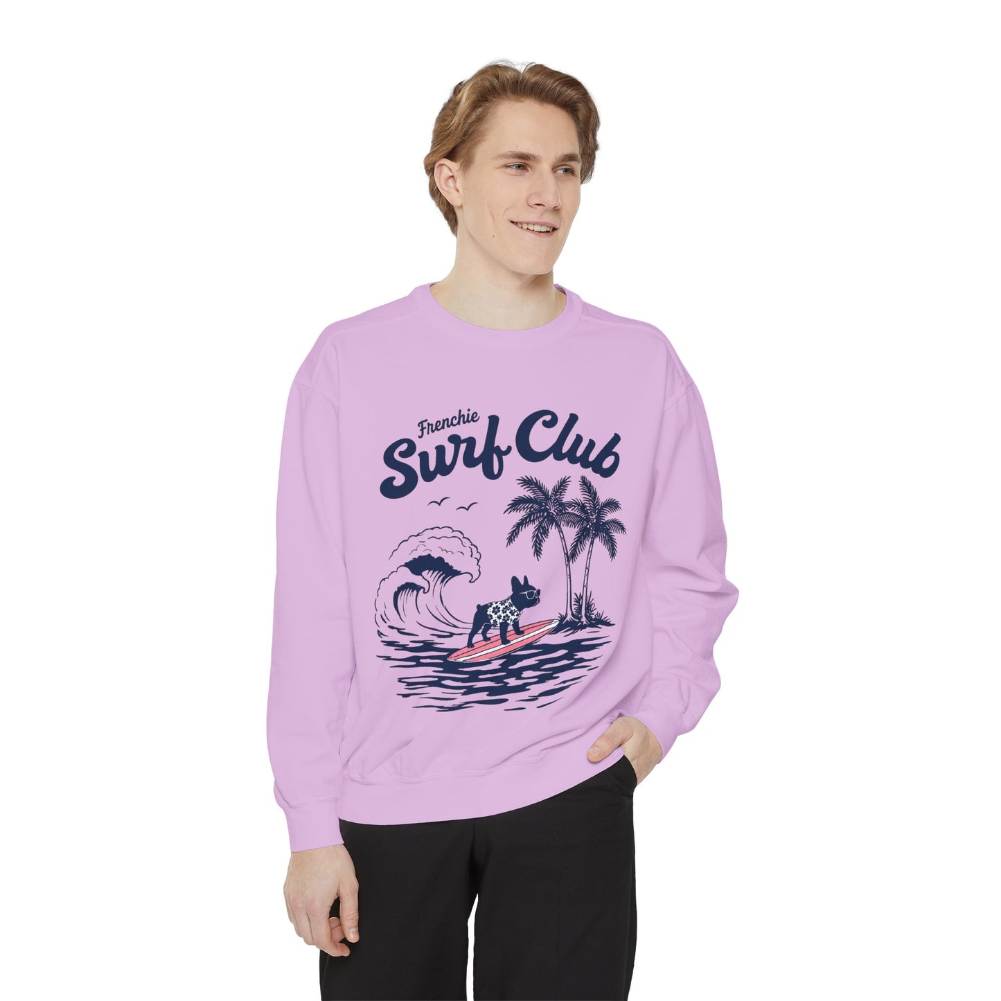 Surf Club Sweatshirt — Frenchie Surfing Graphic Crewneck