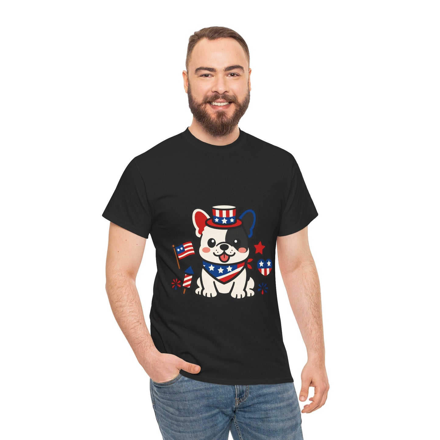 Cute Patriotic French Bulldog Shirt, Kawaii frenchie Fourth of July Tee, American Flag Puppy Shirt, USA Dog Lover Gift, Patriotic Frenchie