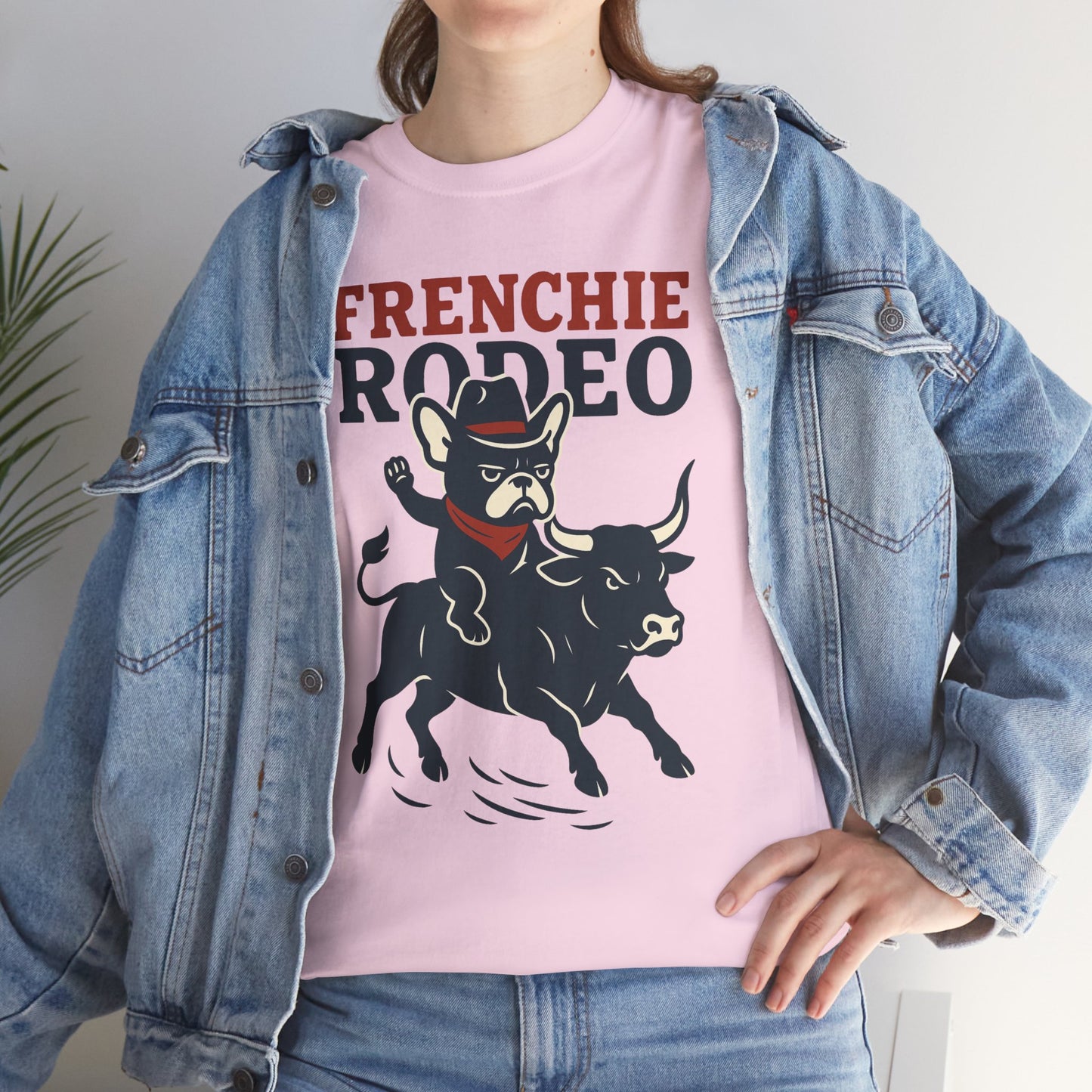 Frenchie Rodeo T-Shirt | Cowboy French Bulldog Graphic Tee | Funny Western Dog Lover Shirt | Frenchie Bull Rider Gift | Rodeo Style Tee