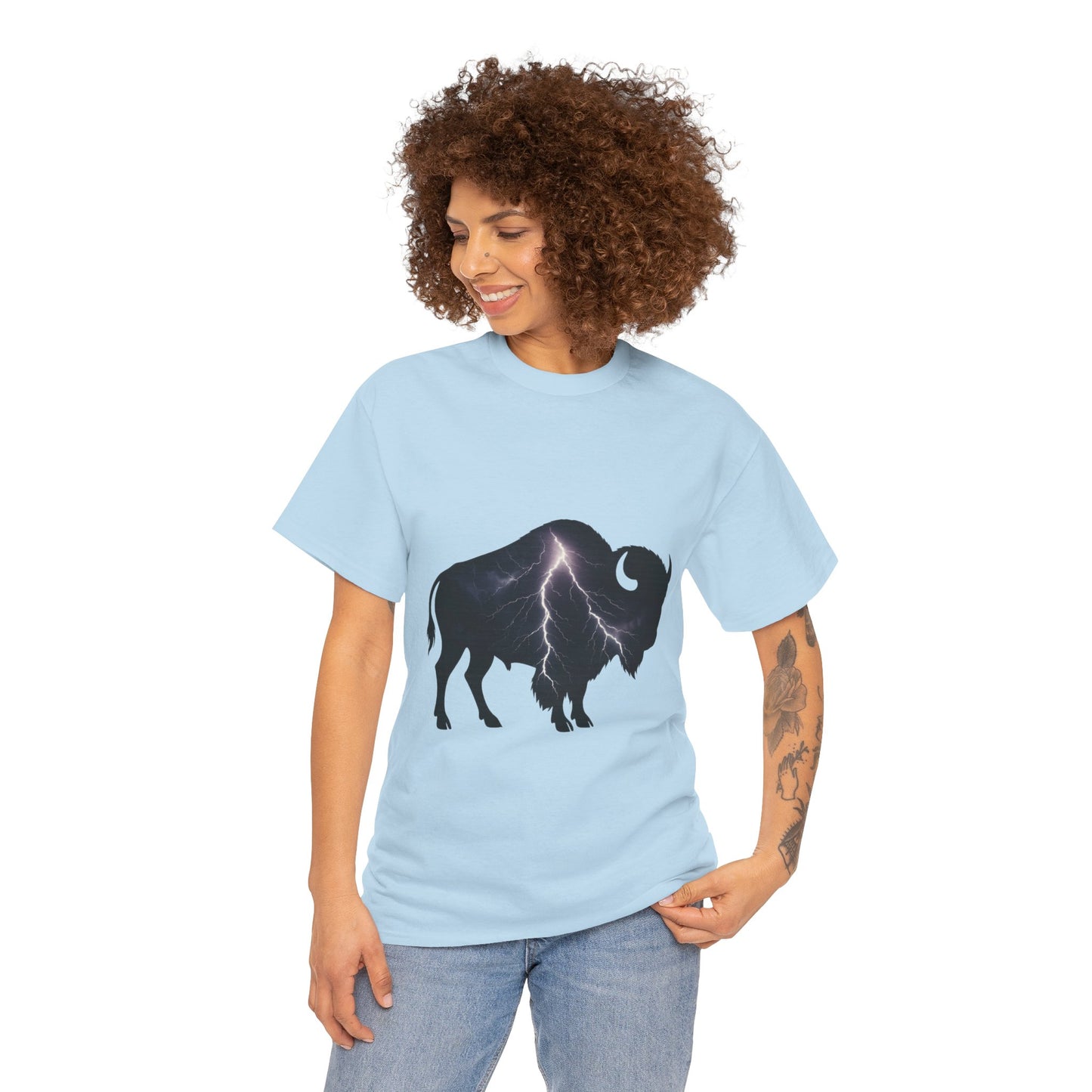 Lightning Bison T-Shirt – Oklahoma City Thunder-Inspired Tee, Electric Bison Graphic Shirt, OKC Basketball Fan Apparel