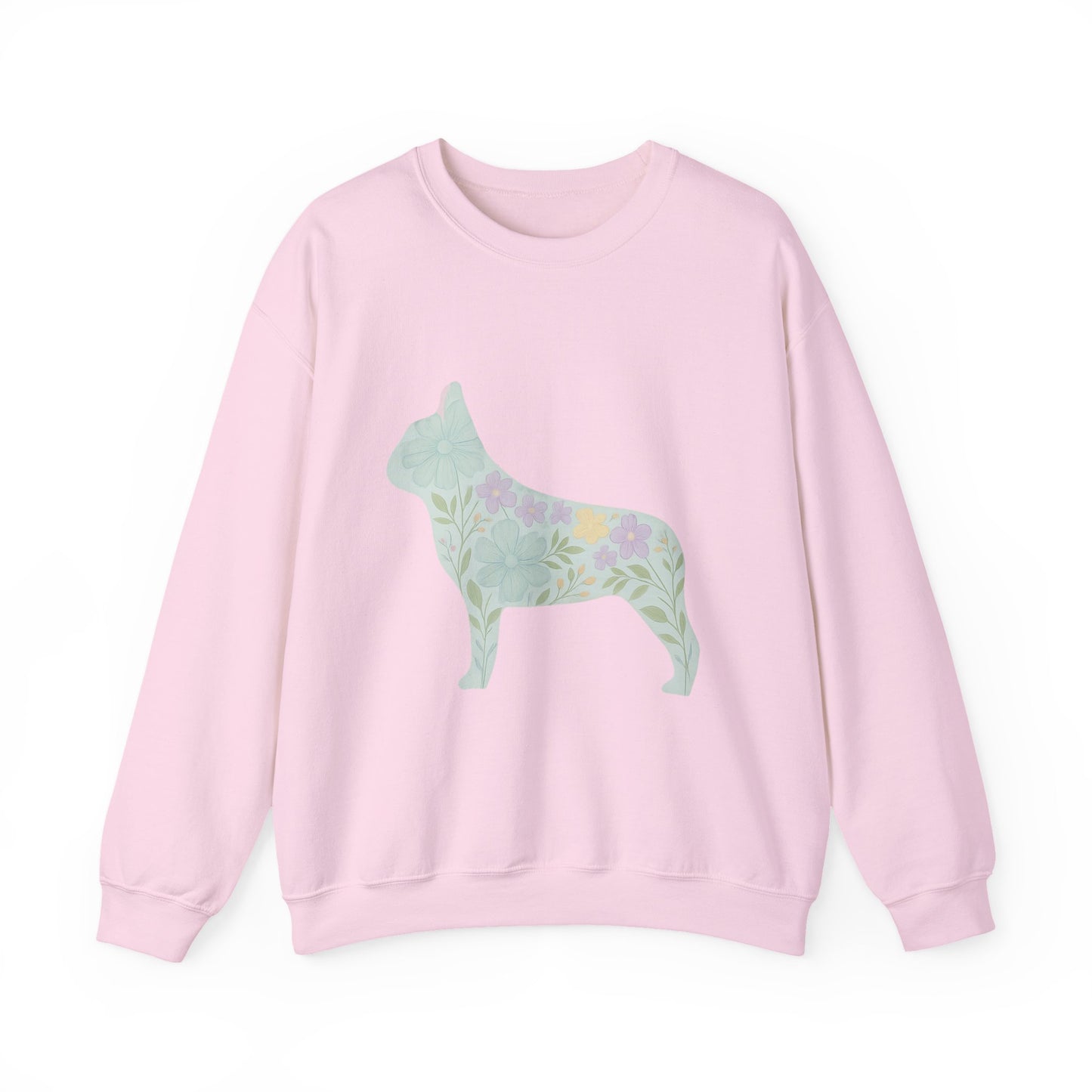 Floral Frenchie Sweatshirt | Pastel French Bulldog Pullover | Feminine Dog Lover Crewneck | Soft Pink Flower Silhouette Sweater