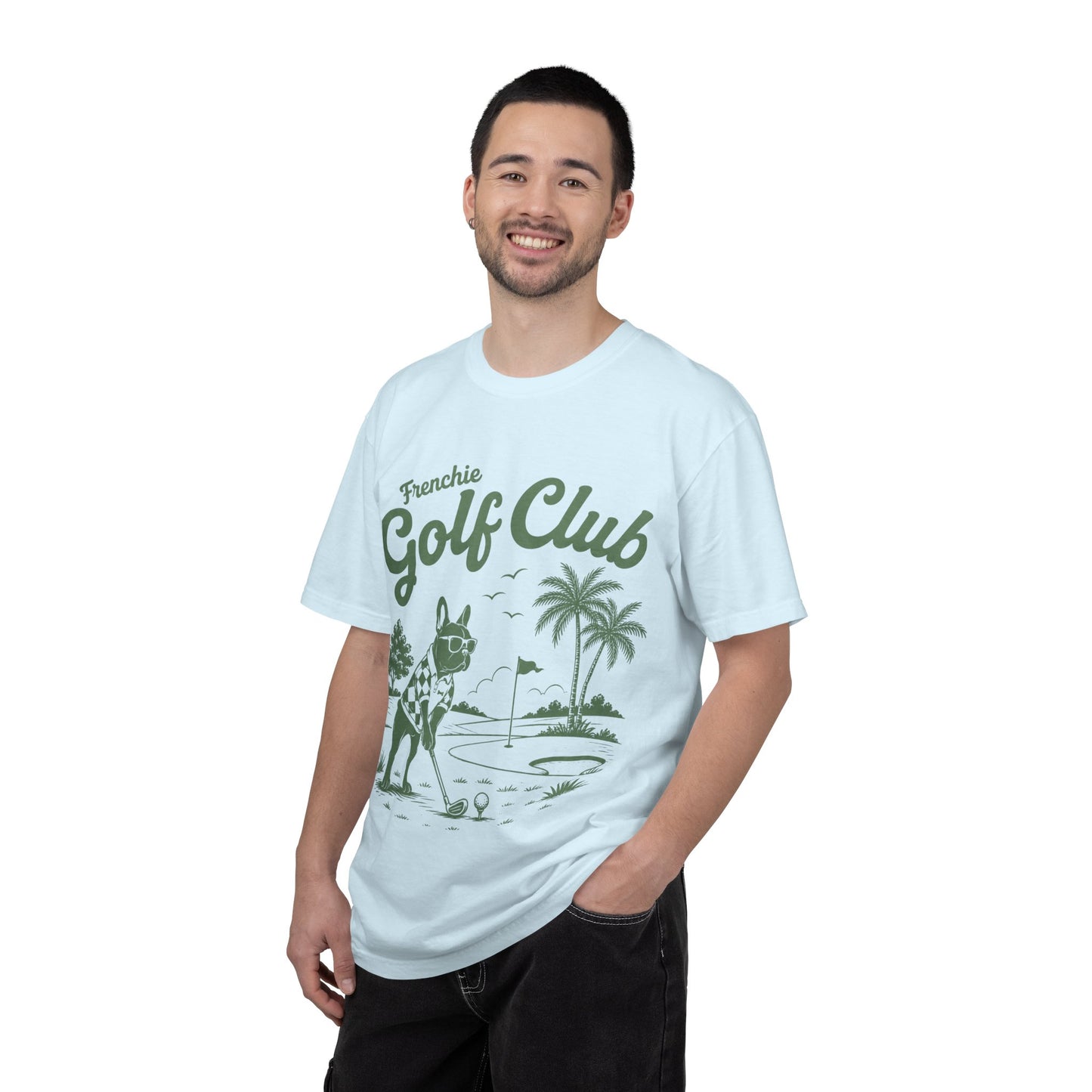 Golf Club T-Shirt — 'Frenchie Golf Club' Graphic Tee for Dog & Golf Lovers