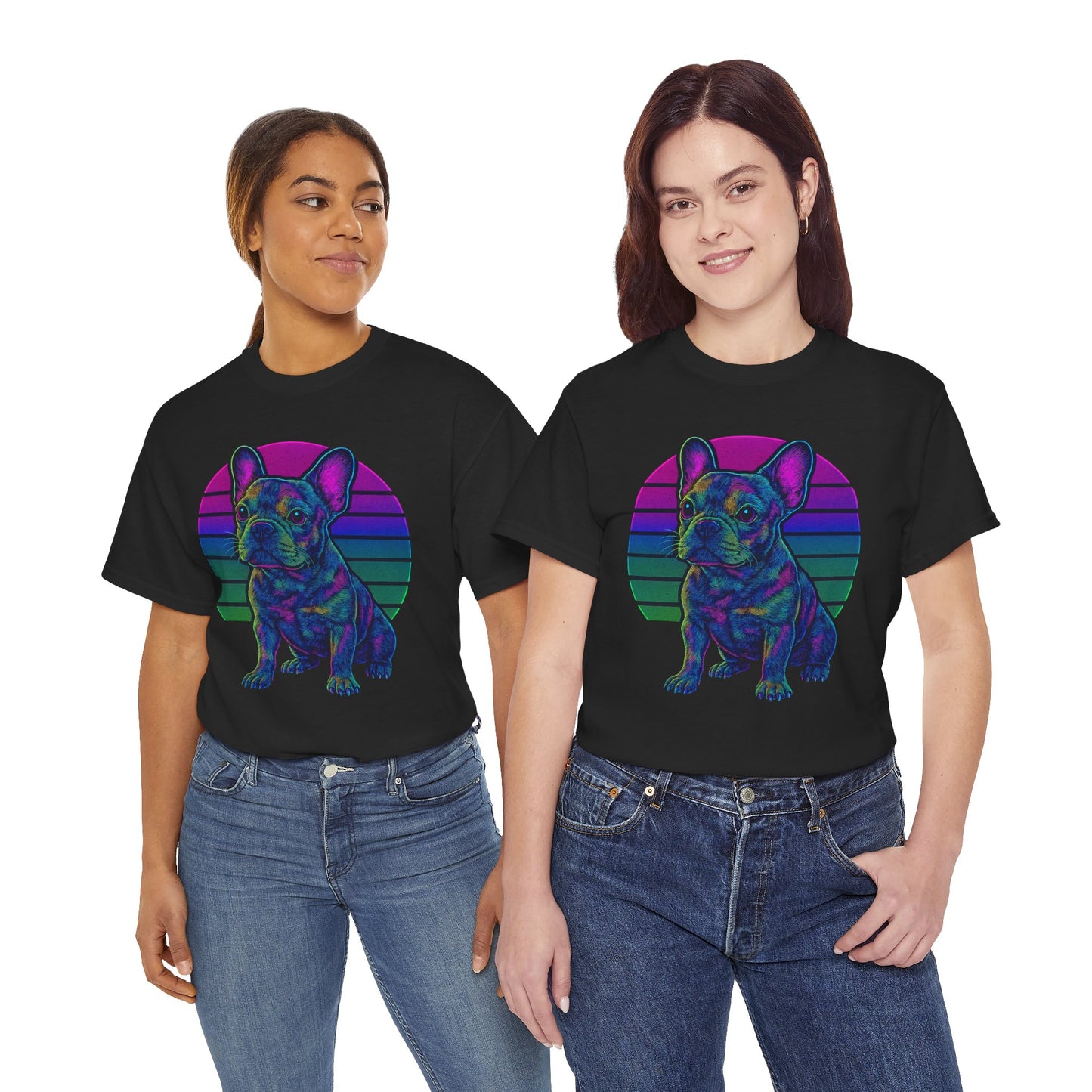 Neon French Bulldog T-Shirt | Retro 80s Frenchie Tee | Colorful Dog Lover Shirt | Electric Frenchie Gift for Men & Women
