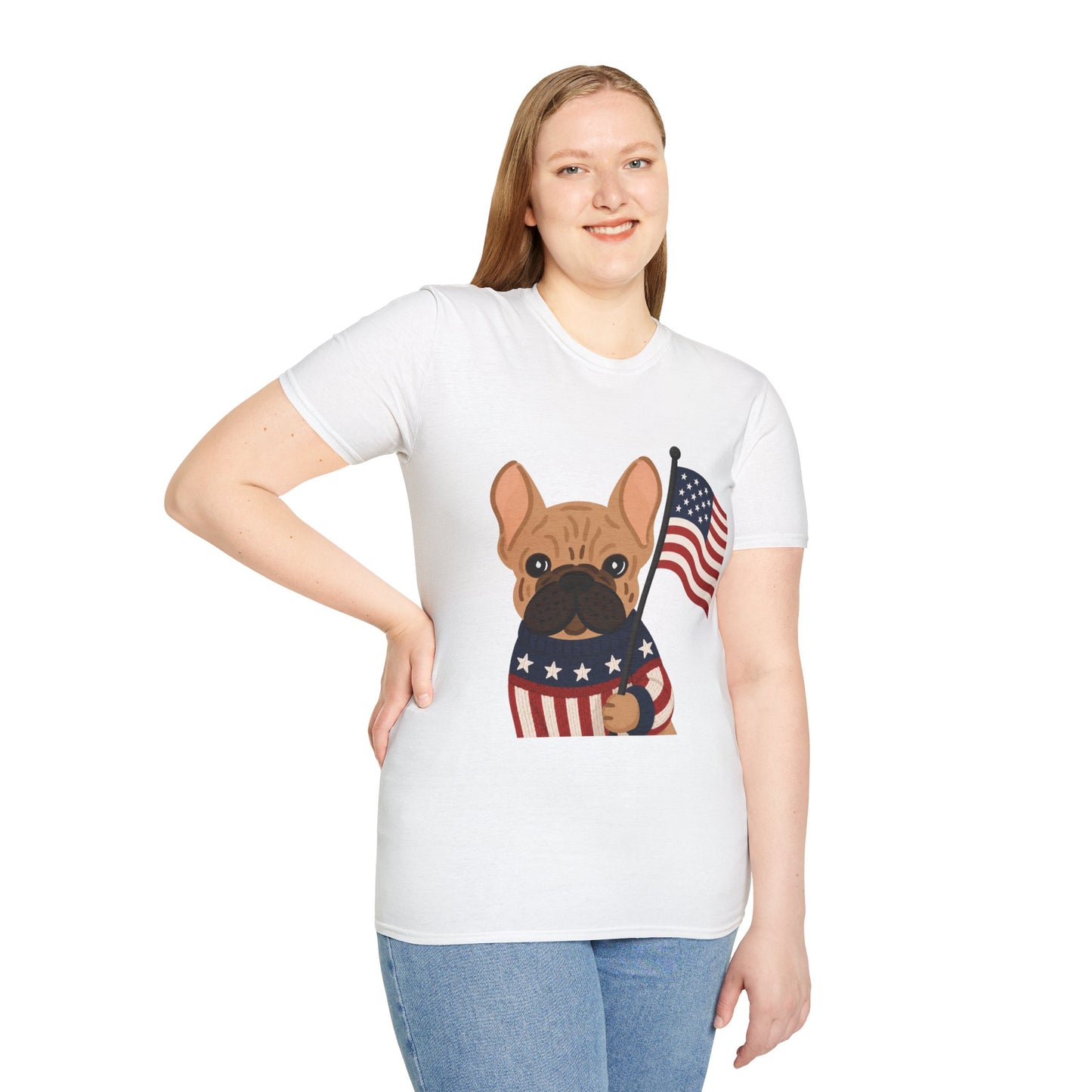 Patriotic French Bulldog Shirt, American Flag Frenchie Tee, 4th of July Dog Shirt, USA French Bulldog Shirt, Independence Day Frenchie, Dog Lover Gift, Patriotic Puppy Tee