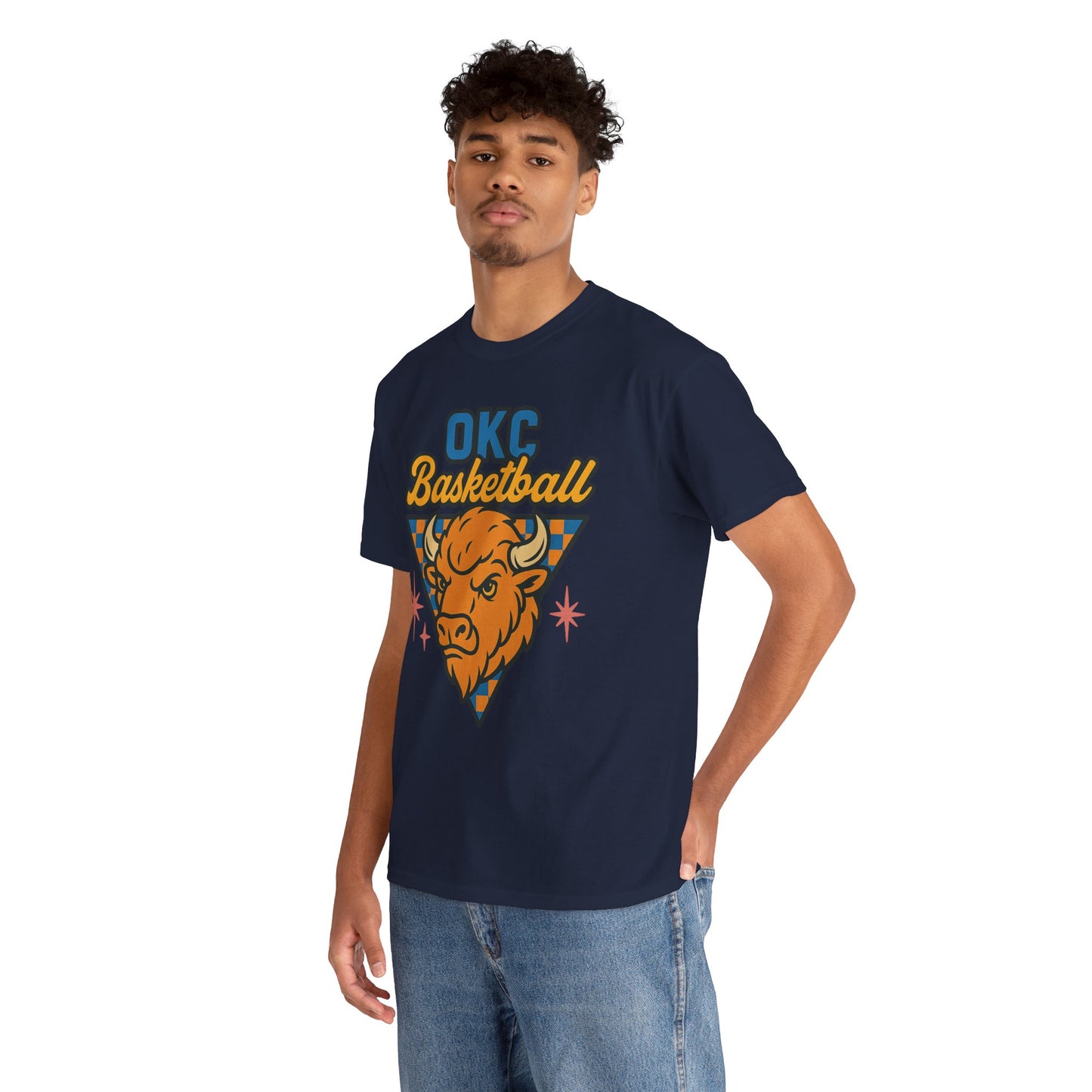 OKC Basketball Bison T-Shirt | Oklahoma City Retro Basketball Tee | Thunder Style Shirt | OKC Fan Gift | Vintage Sports Graphic