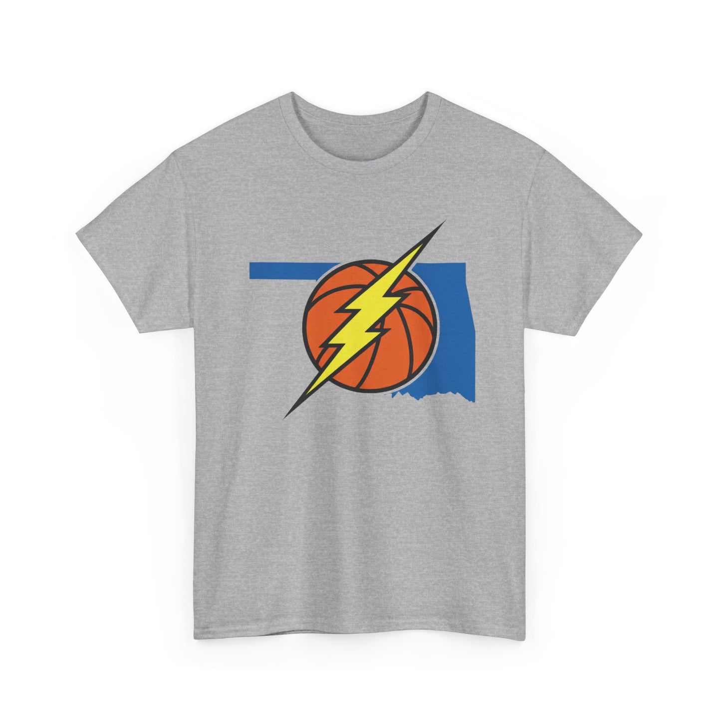 Oklahoma Lightning Basketball T-Shirt | OKC Basketball Inspired Shirt | Blue & Orange Game Day Tee | Oklahoma State Outline Graphic