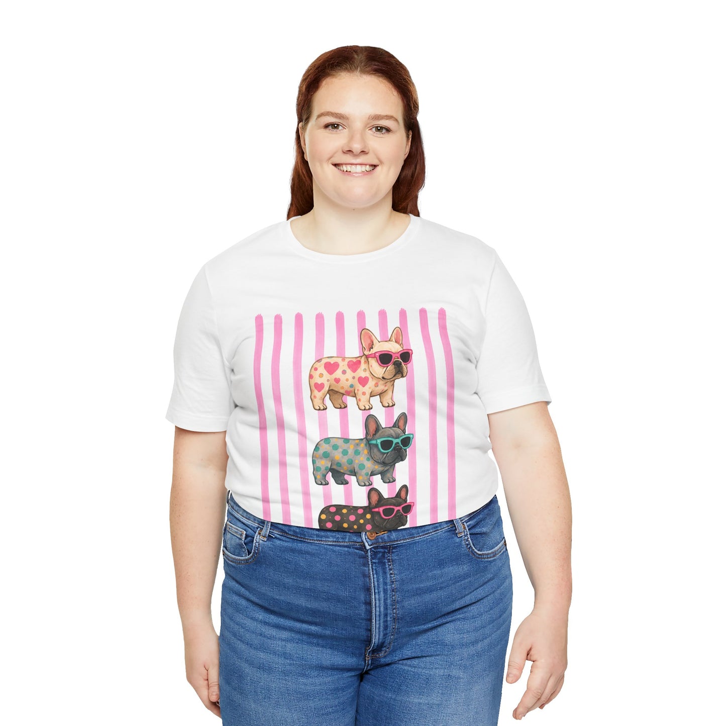 Cute French Bulldog Shirt, Pink Frenchie Sunglasses Tee, Colorful Frenchie Graphic Shirt, Dog Mom Gift, French Bulldog Lover T-Shirt