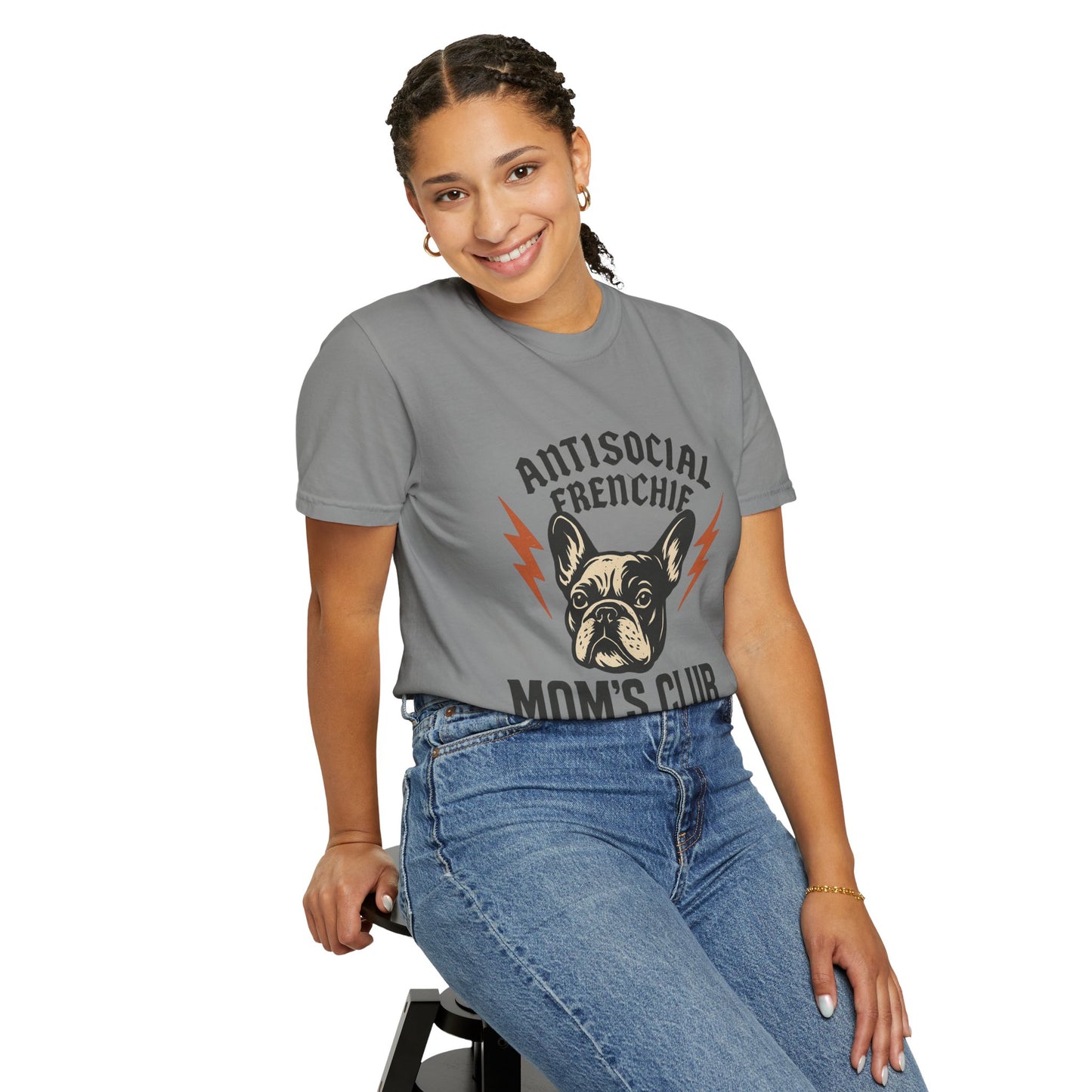 Antisocial Frenchie Mom’s Club Shirt – Retro French Bulldog Mom Tee, Funny Frenchie Lover Gift, Vintage Dog Mom Graphic T-Shirt