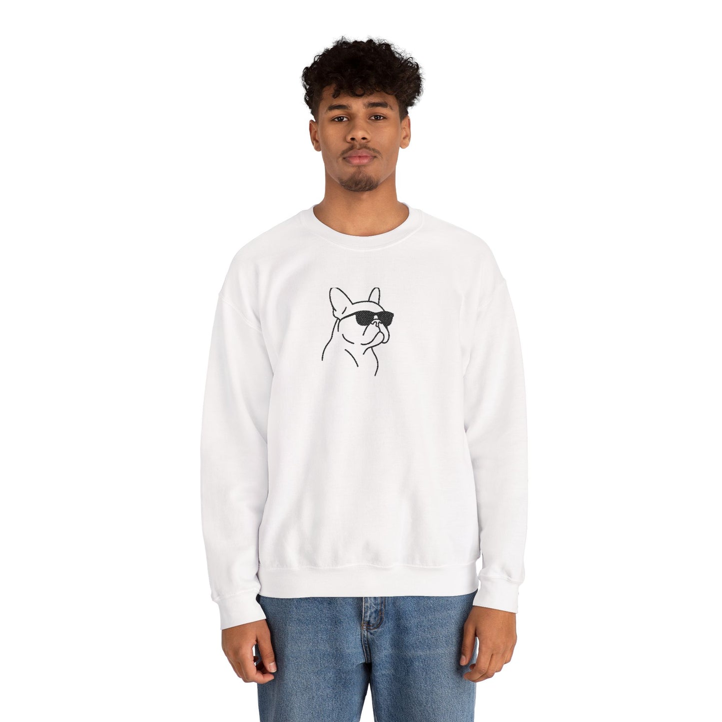 Frenchie in Shades Sweatshirt | Hot Pink French Bulldog Crewneck | Minimal Line Art Dog Lover Gift | Cute Cozy Frenchie Pullover