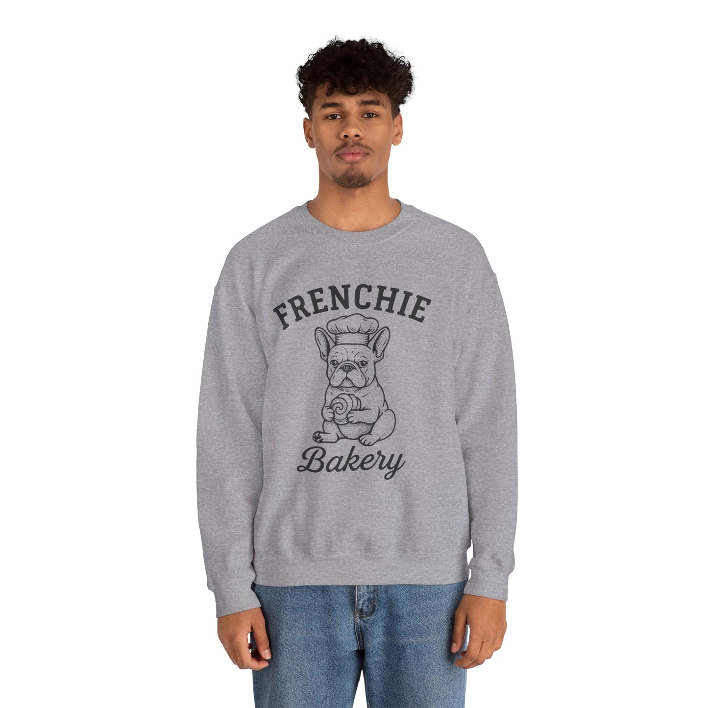 Frenchie Bakery Sweatshirt – Cozy French Bulldog Chef Crewneck, Funny Dog Lover Gift, Vintage Bakery-Inspired Frenchie Sweater