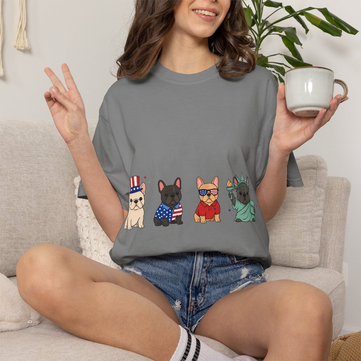 Patriotic French Bulldog Shirt, 4th of July Frenchie Tee, American Frenchie Shirt, USA Dog Lover Shirt, Independence Day French Bulldog Tee, Patriotic Dog Shirt, July Fourth Gift