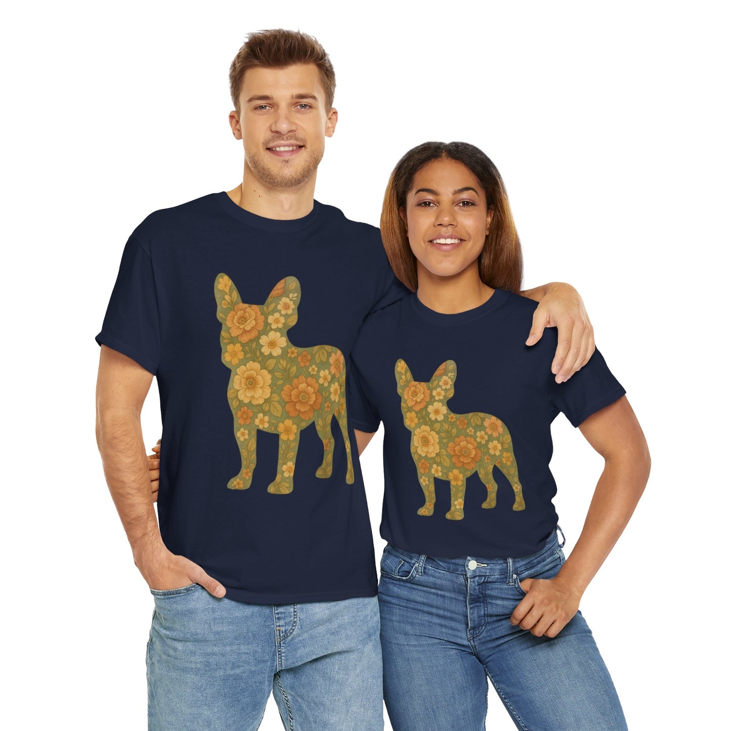 Floral Frenchie T-Shirt | Retro Flower French Bulldog Tee | Boho Dog Mom Shirt | Cute Pet Lover Gift | Vintage Botanical Dog Graphic Tee
