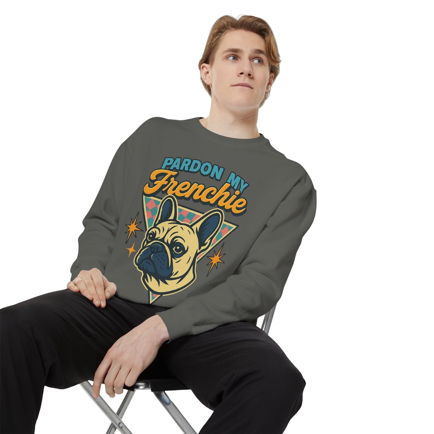 Pardon My Frenchie Sweatshirt | Retro French Bulldog Pullover | Funny Dog Lover Crewneck | Vintage Graphic Frenchie Gift