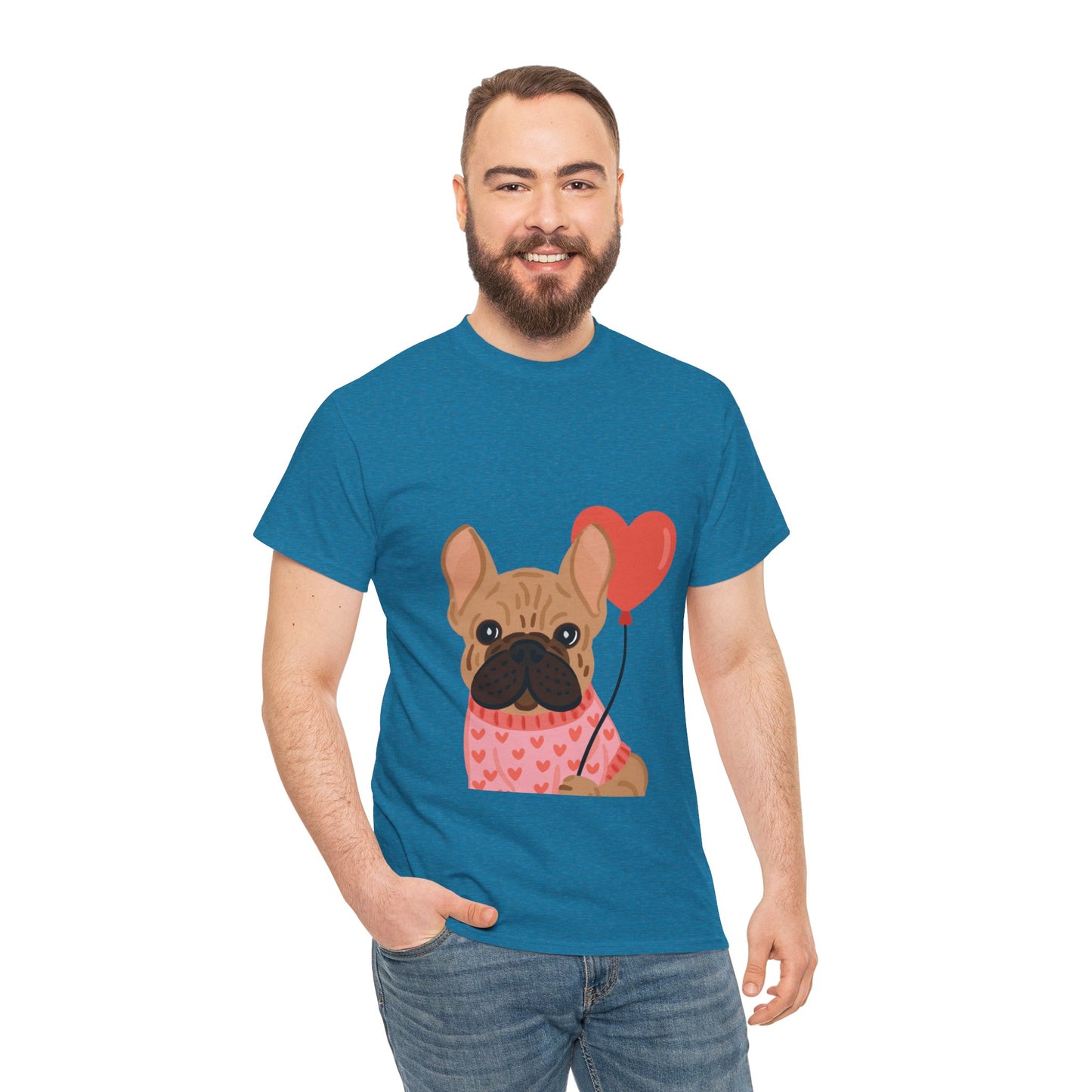 Valentine French Bulldog Shirt, Cute Frenchie Heart Balloon Tee, French Bulldog Valentine Gift, Dog Mom Valentine’s Shirt, Frenchie Love Tee