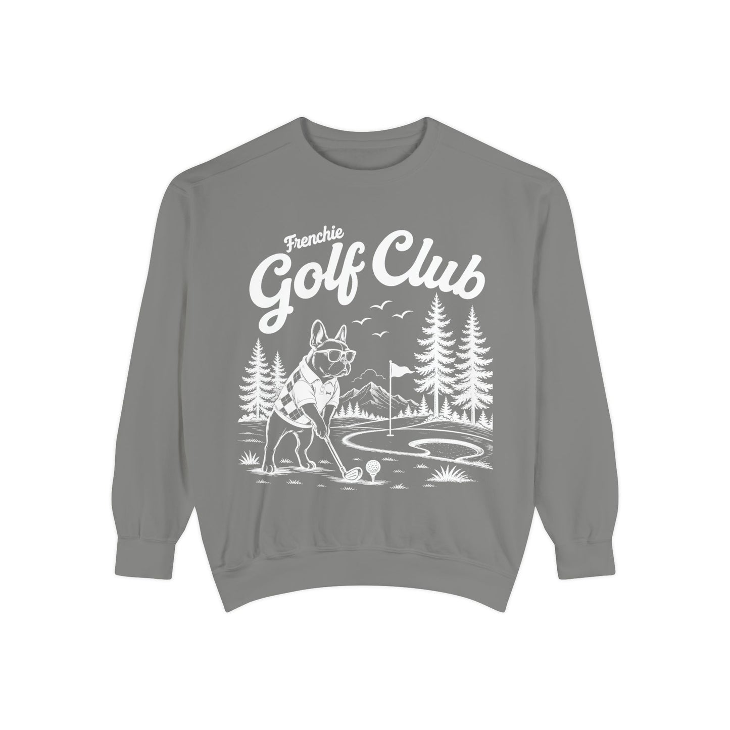 Frenchie Golf Club Sweatshirt, Golfing French Bulldog Crewneck, Golf Lover Dog Sweatshirt, Country Club Frenchie Gift, Vintage Golf Sweatshirt