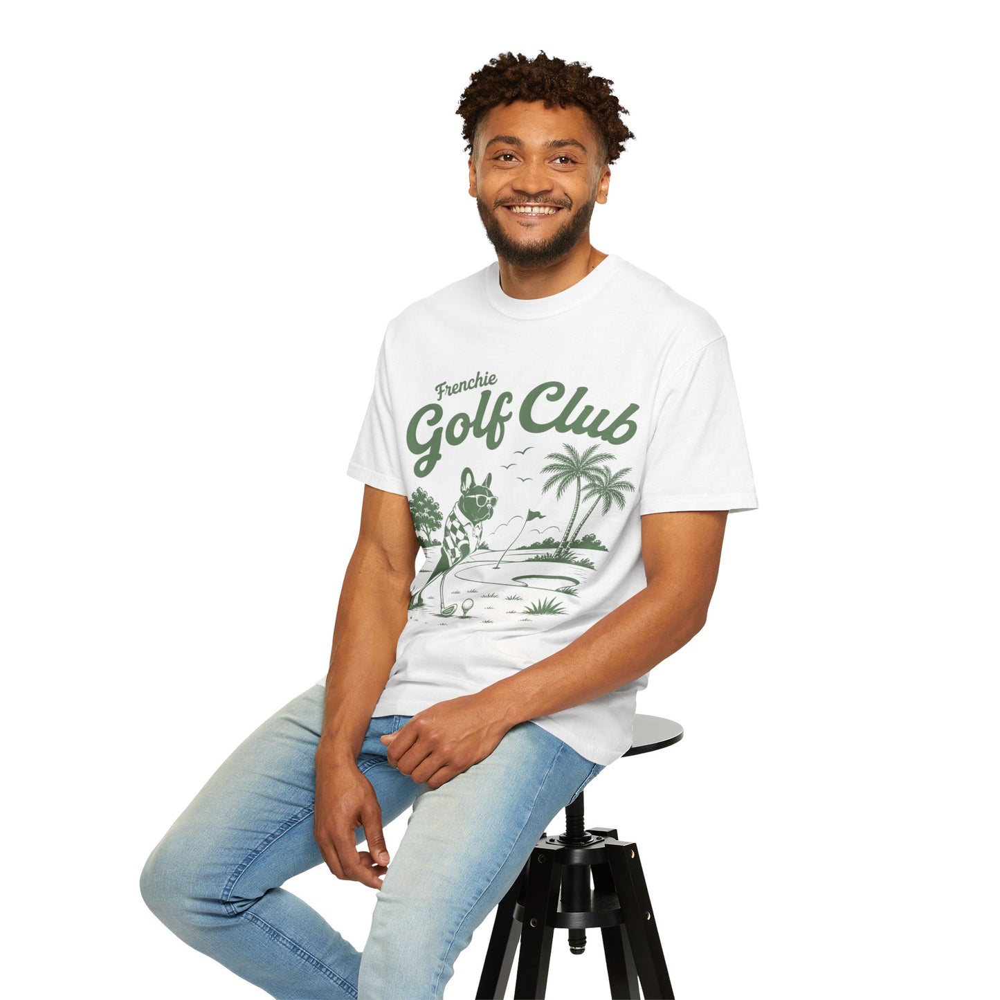 Golf Club T-Shirt — 'Frenchie Golf Club' Graphic Tee for Dog & Golf Lovers