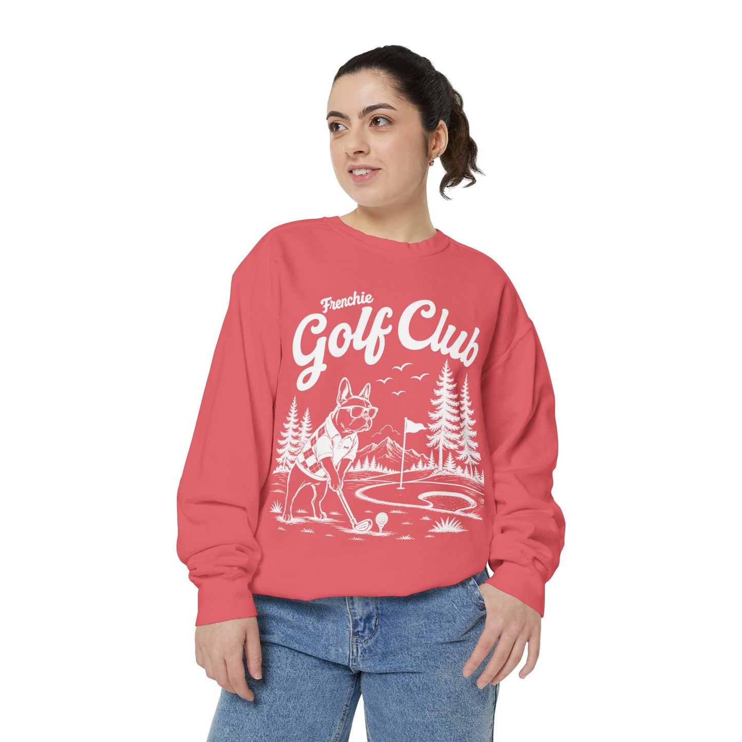 Frenchie Golf Club Sweatshirt, Golfing French Bulldog Crewneck, Golf Lover Dog Sweatshirt, Country Club Frenchie Gift, Vintage Golf Sweatshirt