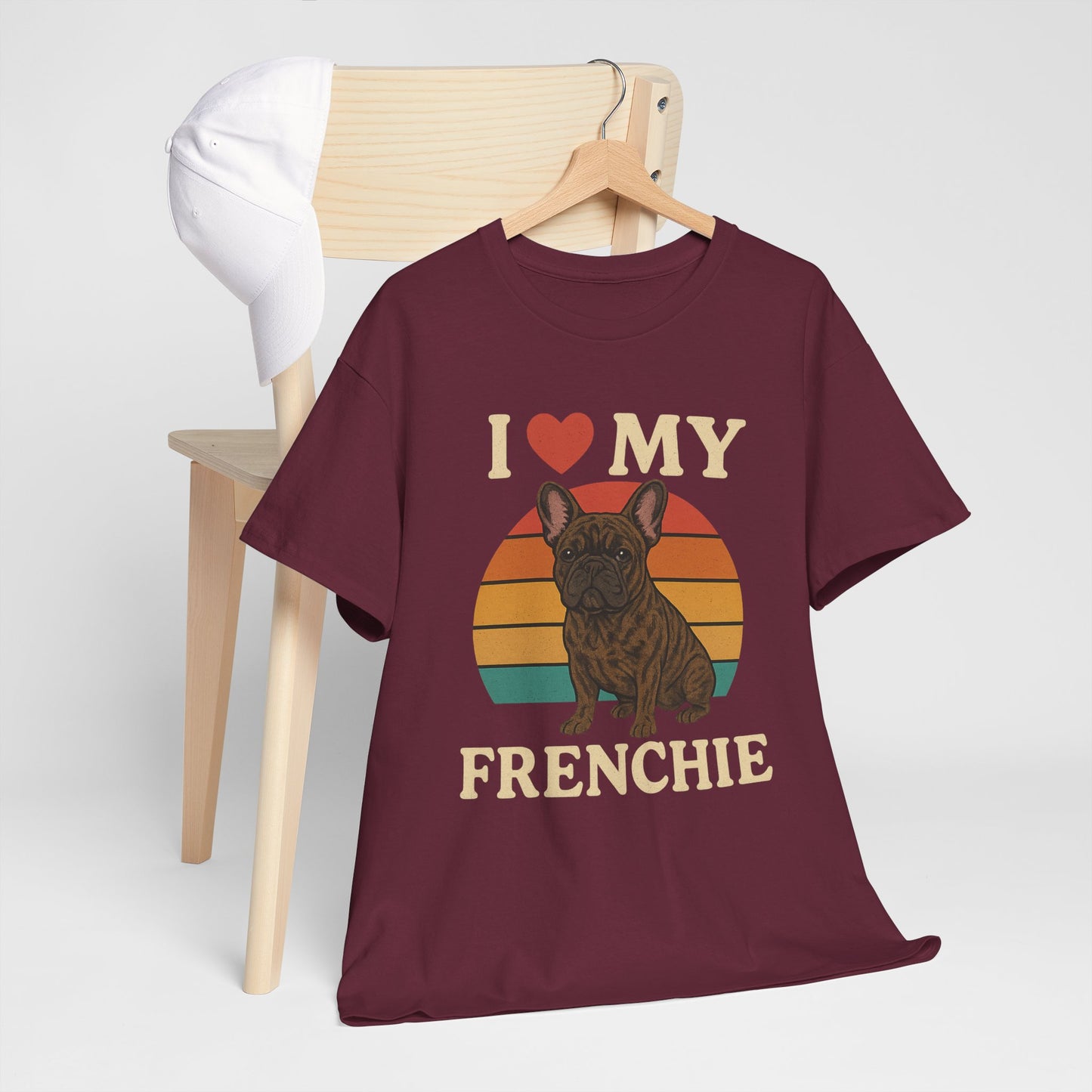 I Love My Frenchie T-Shirt | Retro French Bulldog Tee | Vintage Dog Lover Gift | Frenchie Mom & Dad Shirt | Brindle Bulldog Graphic Top