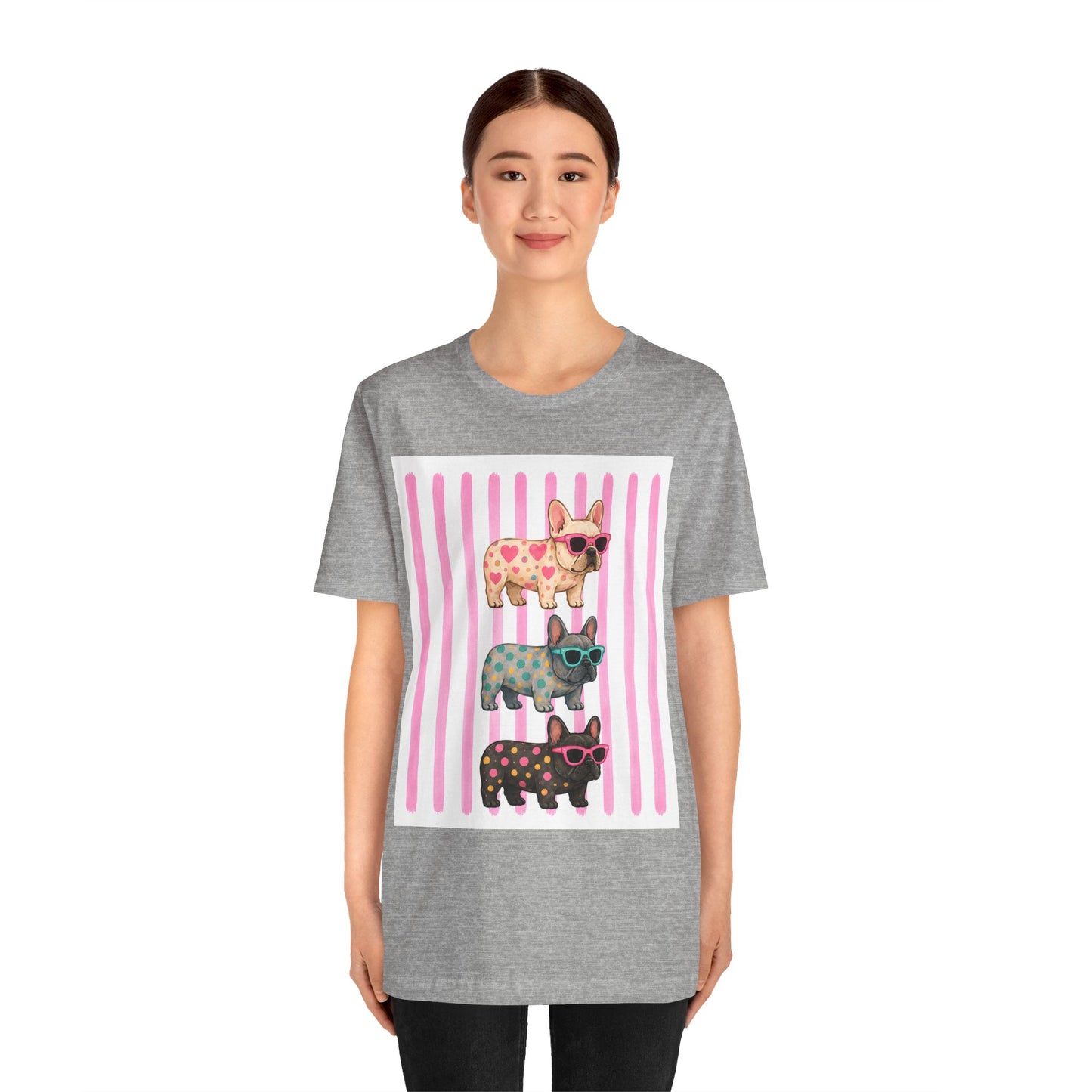 Cute French Bulldog Shirt, Pink Frenchie Sunglasses Tee, Colorful Frenchie Graphic Shirt, Dog Mom Gift, French Bulldog Lover T-Shirt