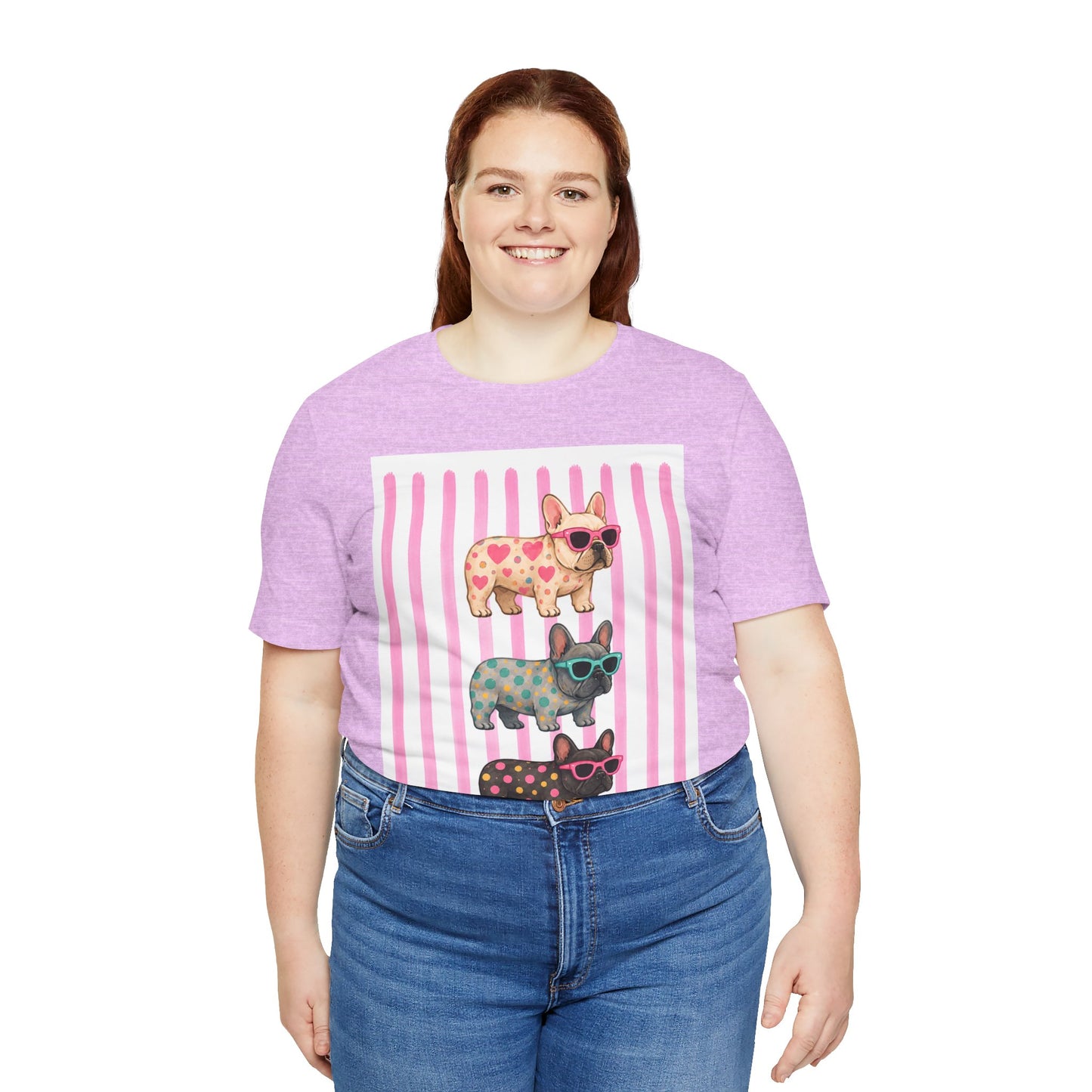 Cute French Bulldog Shirt, Pink Frenchie Sunglasses Tee, Colorful Frenchie Graphic Shirt, Dog Mom Gift, French Bulldog Lover T-Shirt