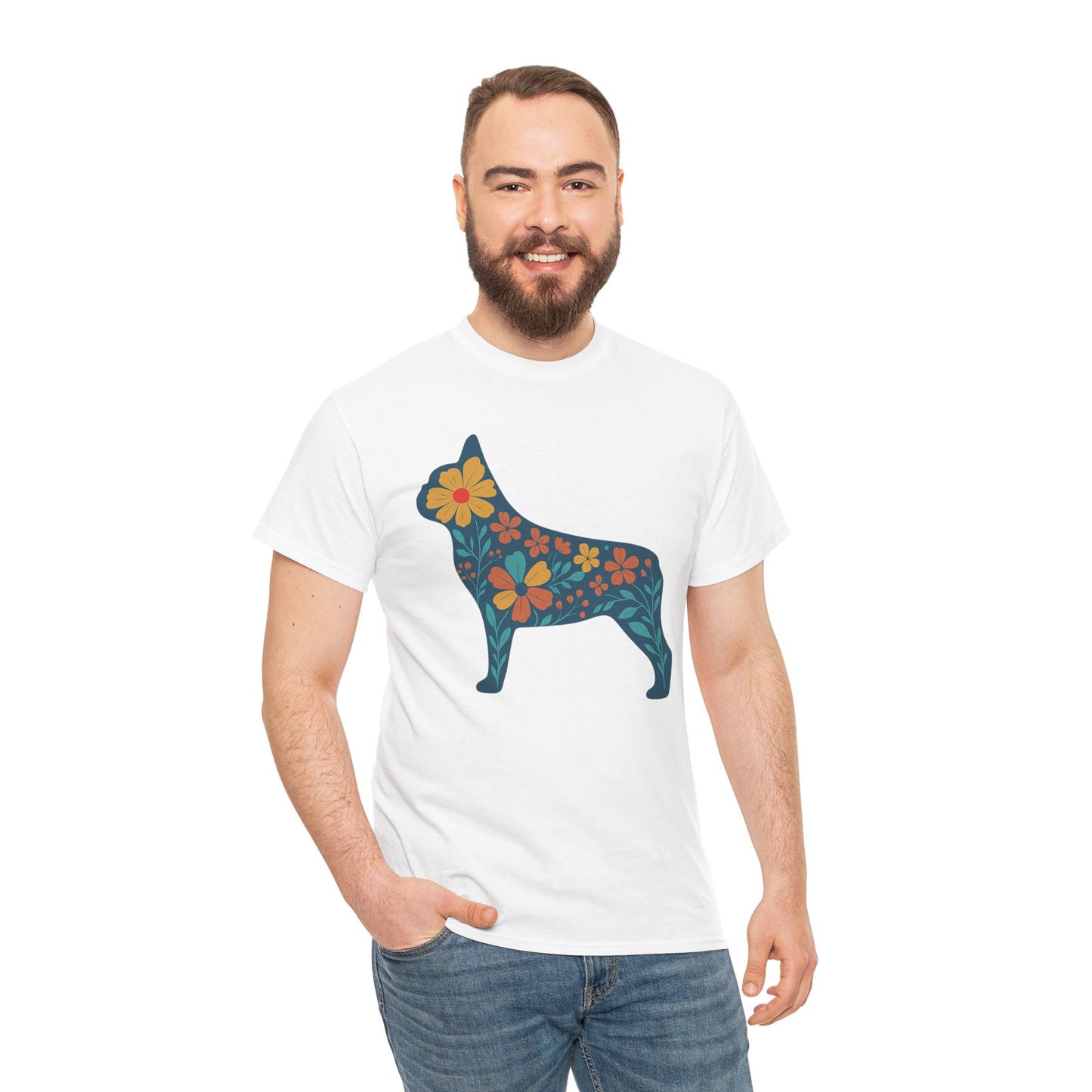 Floral Frenchie T-Shirt | Bright Flower French Bulldog Tee | Cute Dog Lover Shirt | Retro Pet Mom Gift | Boho Botanical Frenchie Graphic Tee