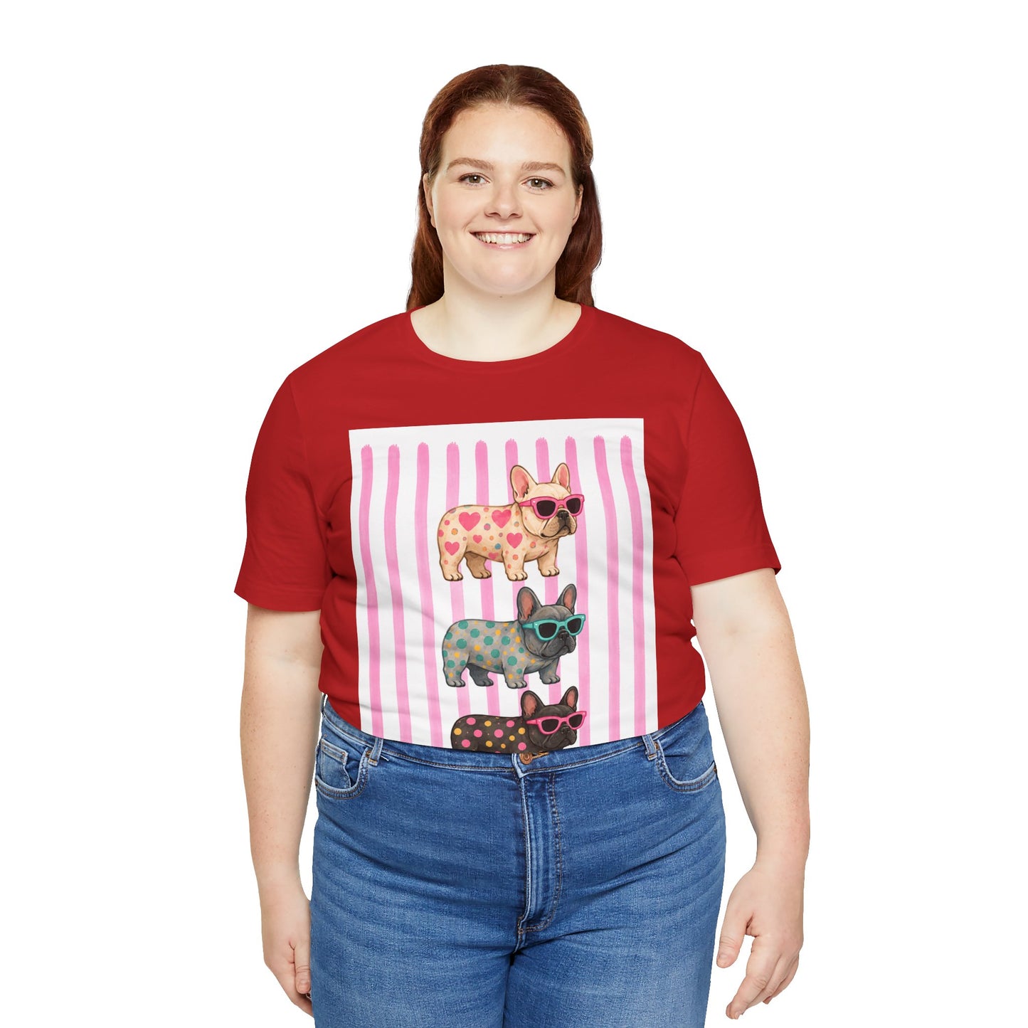 Cute French Bulldog Shirt, Pink Frenchie Sunglasses Tee, Colorful Frenchie Graphic Shirt, Dog Mom Gift, French Bulldog Lover T-Shirt