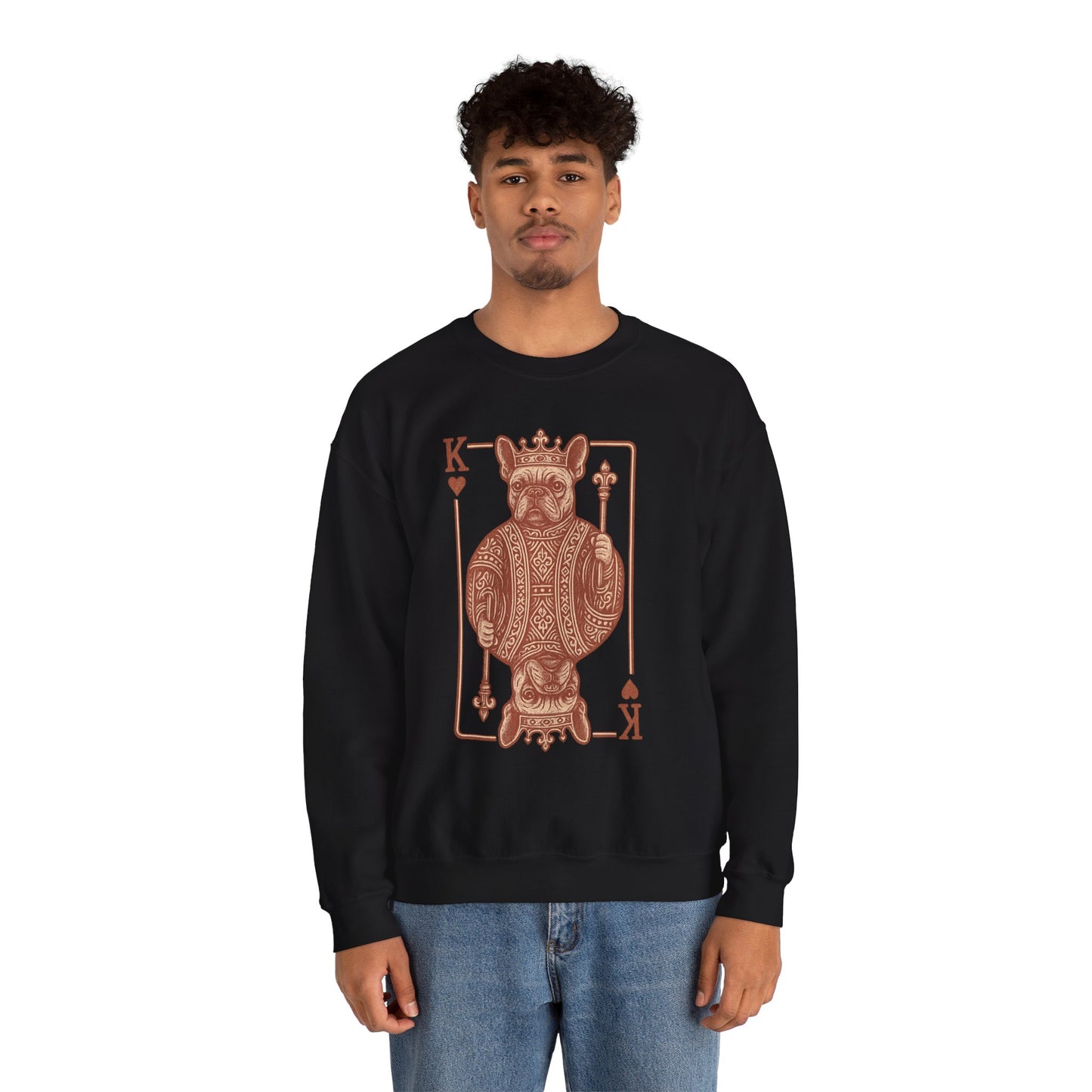 King French Bulldog Sweatshirt, Frenchie Playing Card Crewneck, Royal French Bulldog Pullover, King of Hearts Frenchie Sweatshirt, Vintage Dog Lover Gift