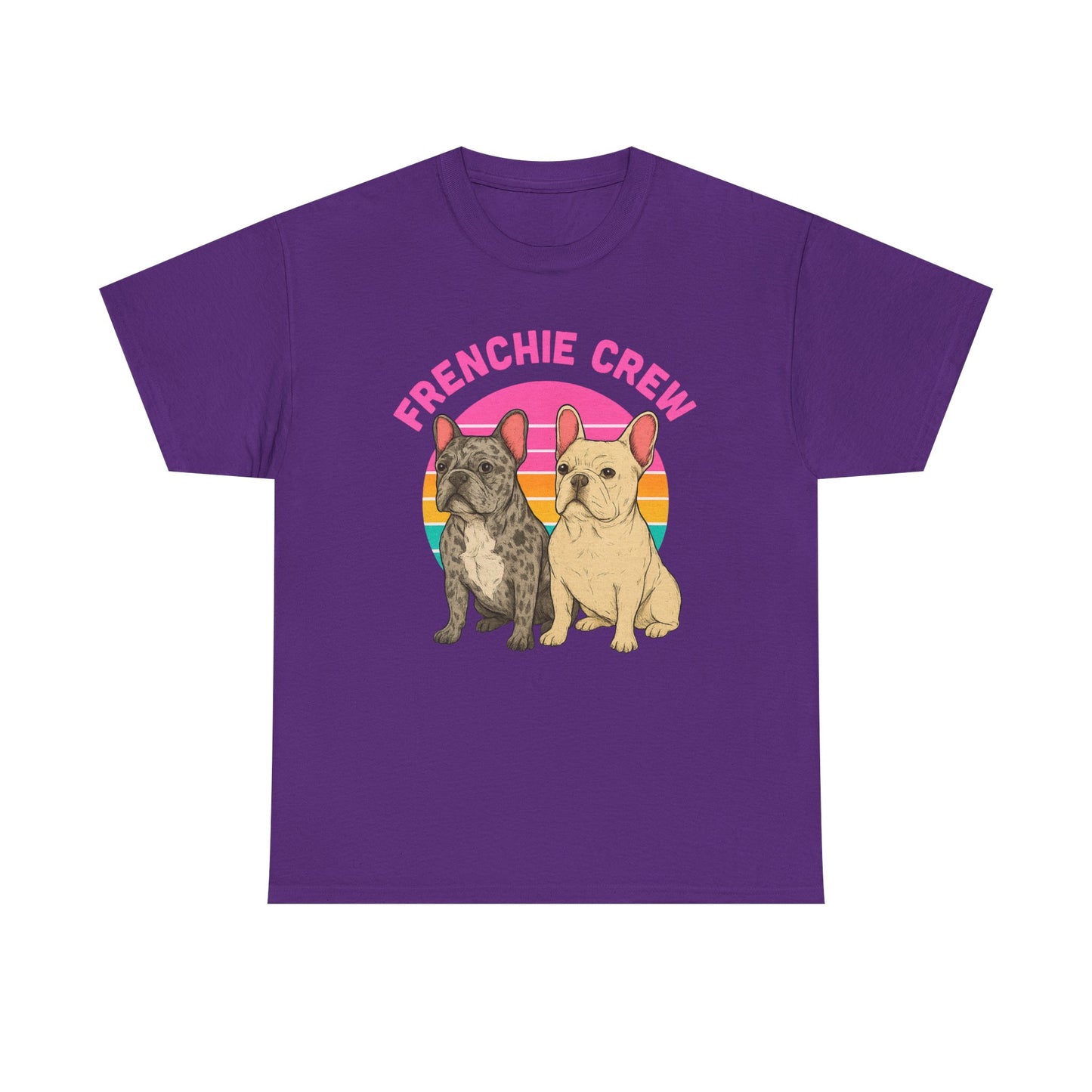 Frenchie Crew T-Shirt | Retro French Bulldog Tee | Merle & Cream Frenchie Dog Lover Shirt | Cute Gift for Frenchie Moms & Dads