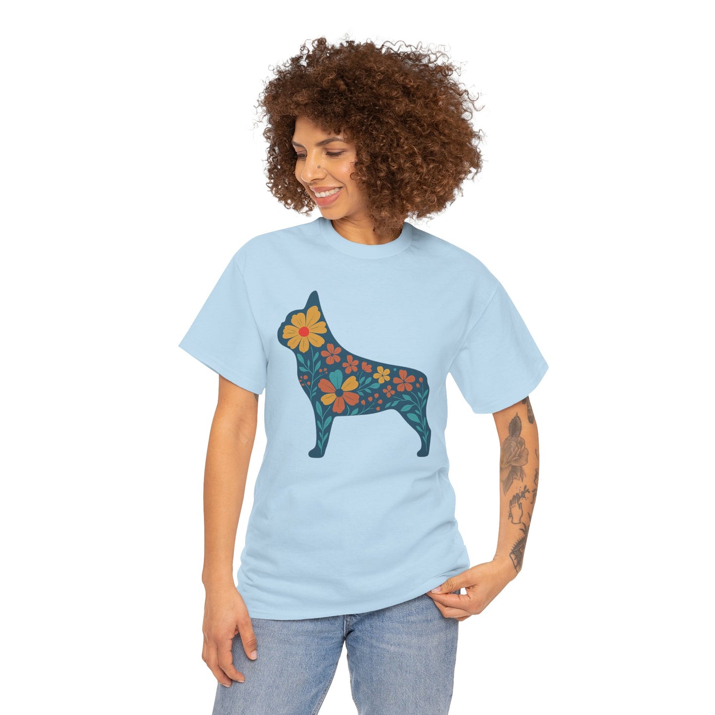 Floral Frenchie T-Shirt | Bright Flower French Bulldog Tee | Cute Dog Lover Shirt | Retro Pet Mom Gift | Boho Botanical Frenchie Graphic Tee