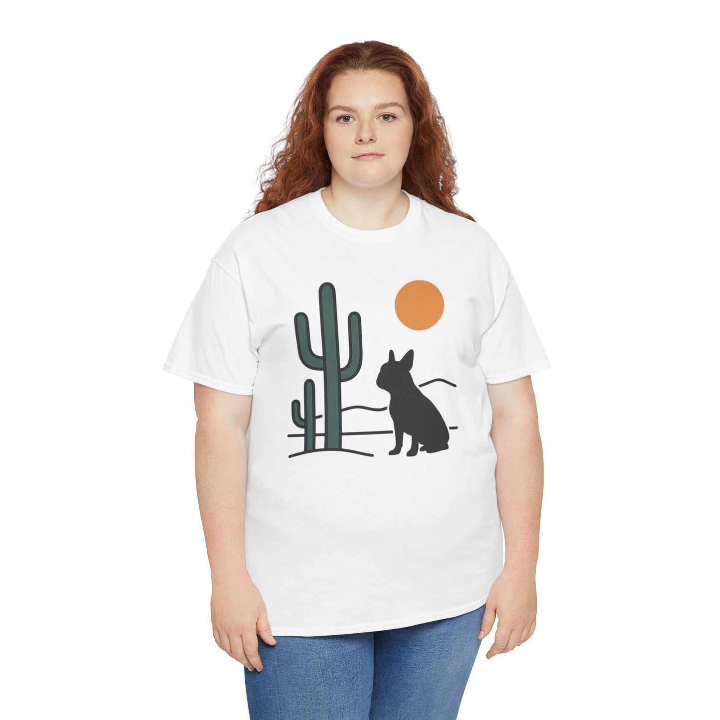 Desert Frenchie T-Shirt | Minimalist Cactus Dog Tee | French Bulldog Desert Sunset Shirt | Pet Lover Gift | Modern Graphic Dog Mom Tee